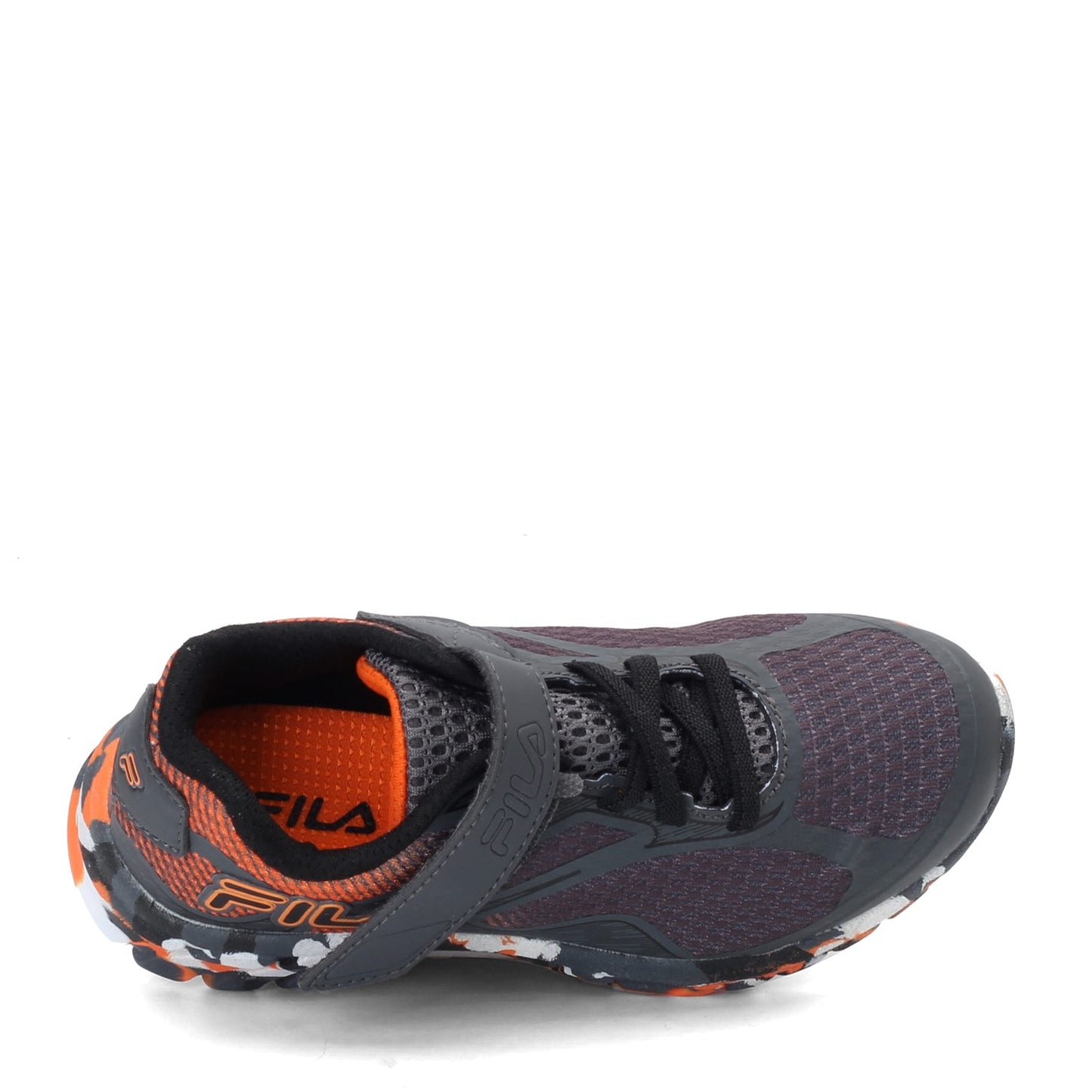 Peltz Shoes Boy's Fila Primeforce 4 Strap Sneaker - Little Kid & Big Kid GREY ORANGE 3RM01006-054