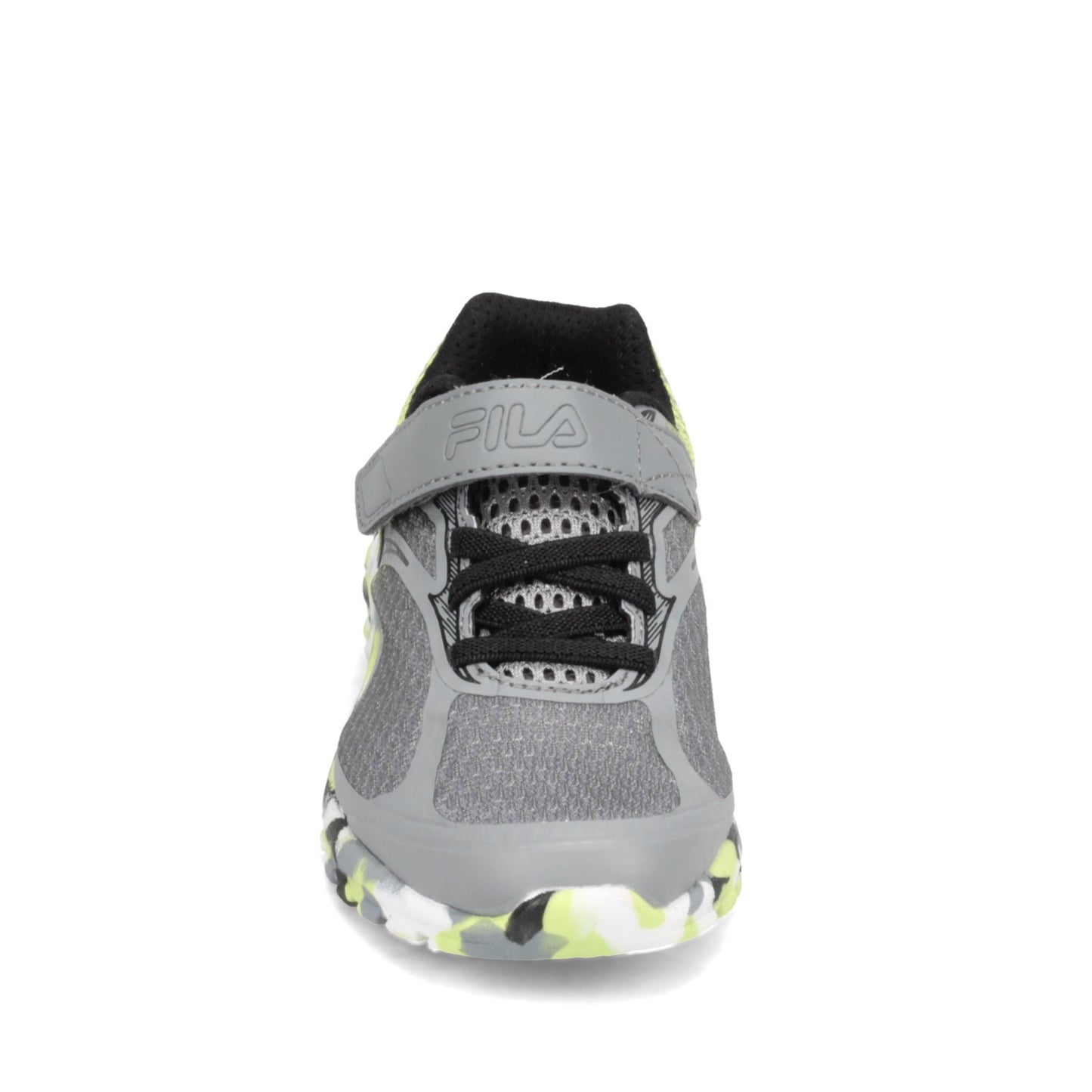 Peltz Shoes Boy's Fila Primeforce 4 Strap Sneaker - Little Kid GREY YELLOW 3RM01006-055