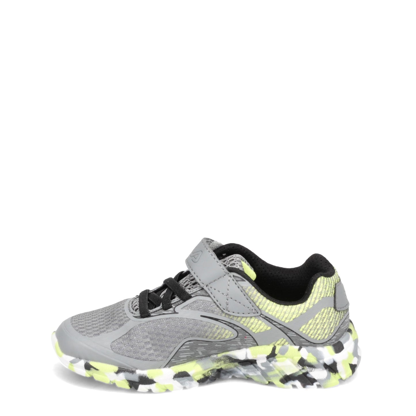 Peltz Shoes Boy's Fila Primeforce 4 Strap Sneaker - Little Kid GREY YELLOW 3RM01006-055