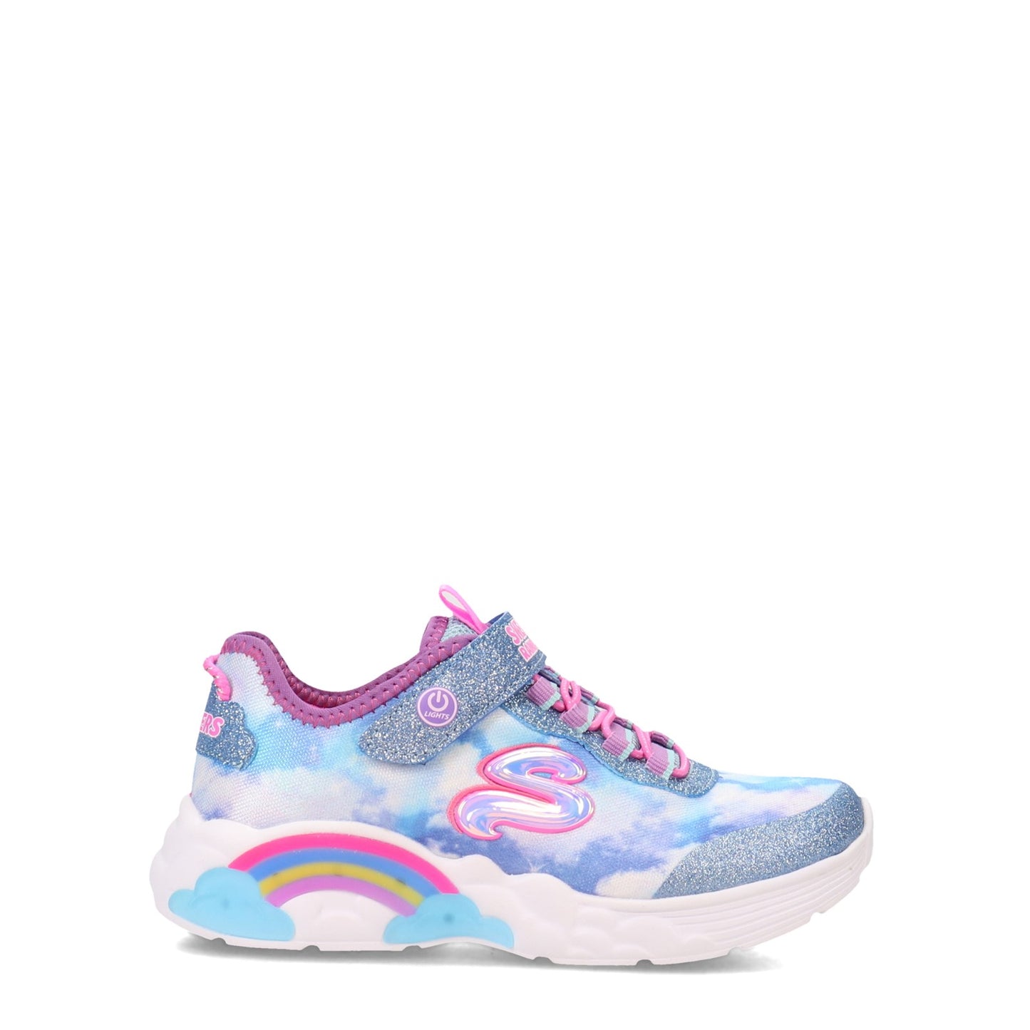 Peltz Shoes Girl's Skechers S Lights: Rainbow Racers - Little Kid BLUE 302300L-BLU