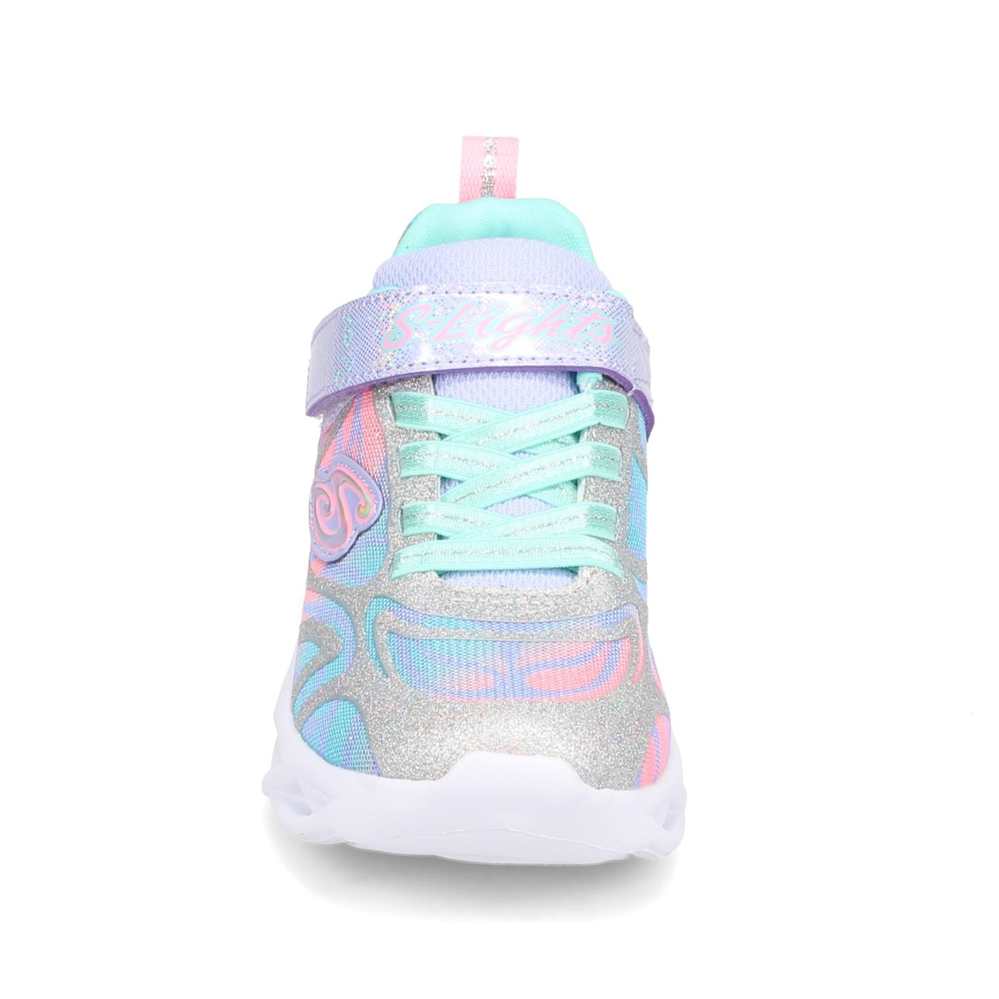 Peltz Shoes Girl's Skechers S Lights: Twisty Brights - Dazzle Flash Sneaker - Little Kid SILVER MULTI 302305L-SMLT