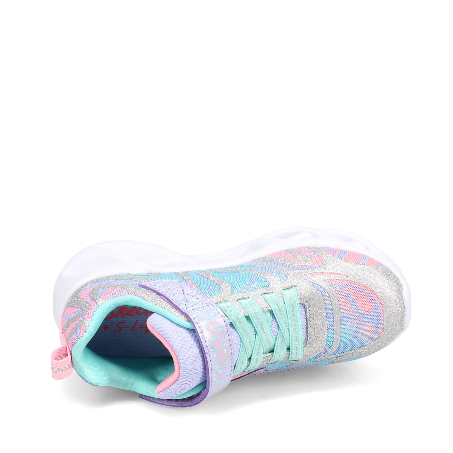 Peltz Shoes Girl's Skechers S Lights: Twisty Brights - Dazzle Flash Sneaker - Little Kid SILVER MULTI 302305L-SMLT