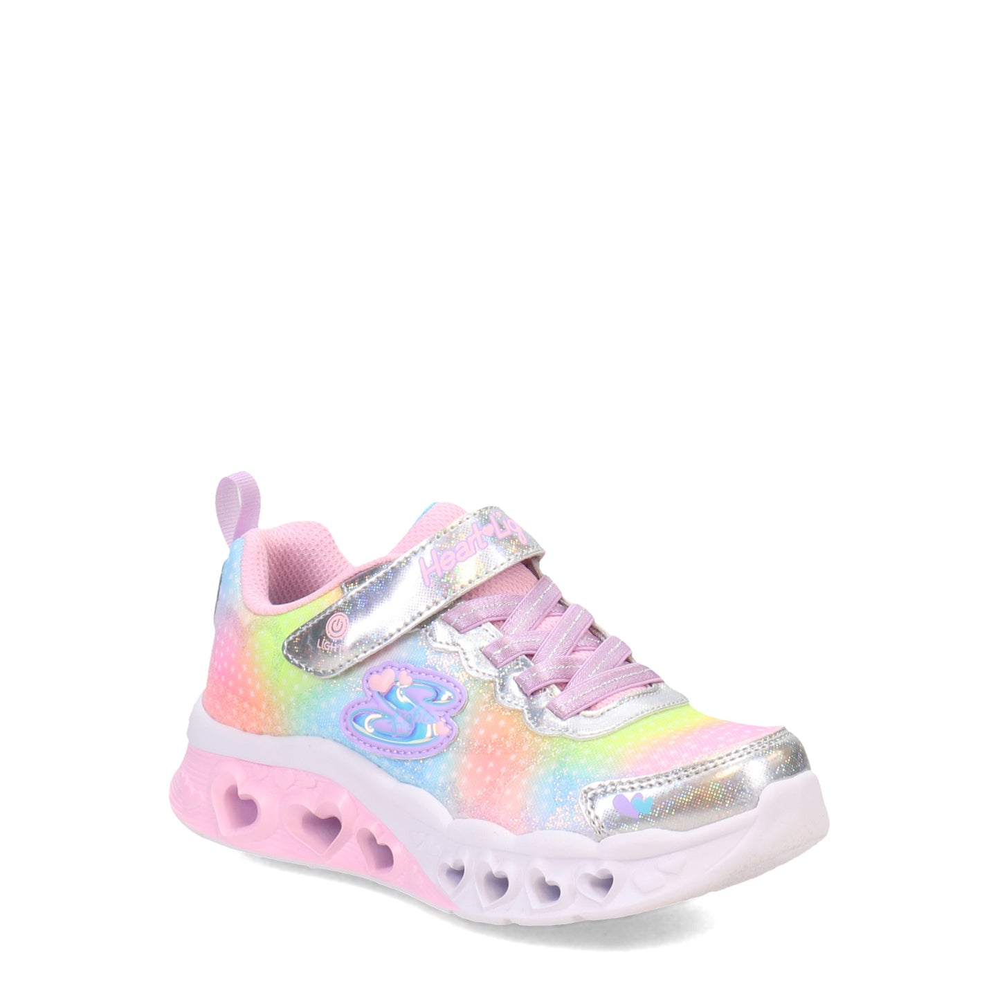 Peltz Shoes Girl's Skechers Flutter Heart Lights - Simply Love Sneaker - Little Kid SILVER 302315L-SMLT