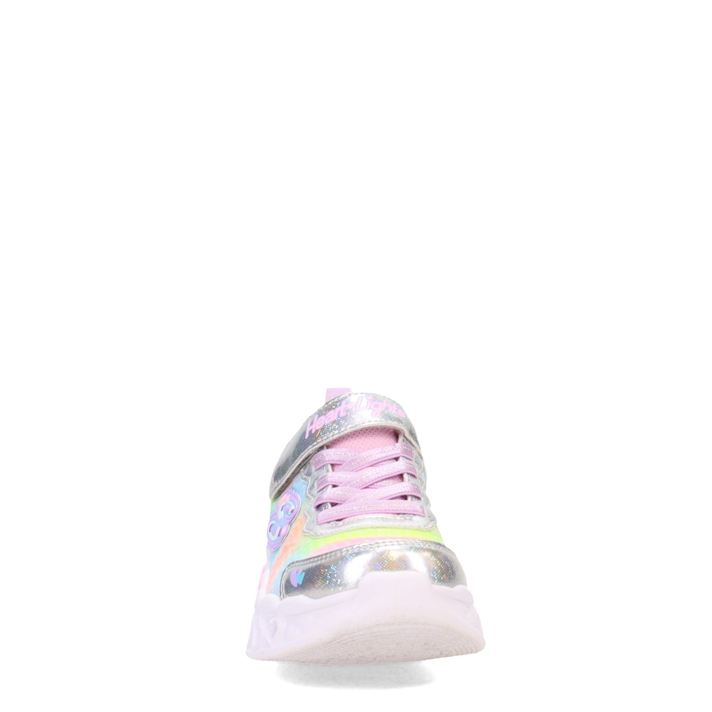 Peltz Shoes Girl's Skechers Flutter Heart Lights - Simply Love Sneaker - Little Kid SILVER 302315L-SMLT