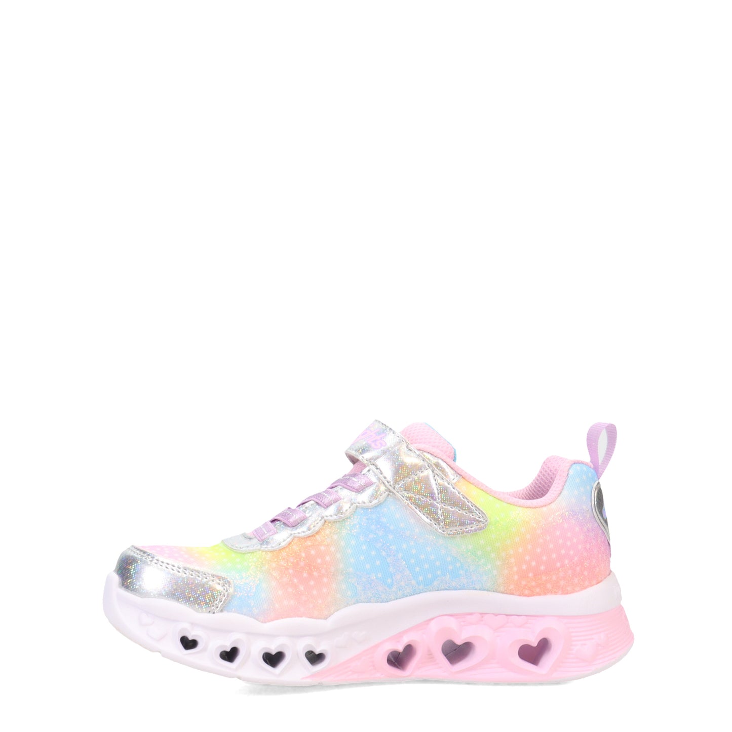 Peltz Shoes Girl's Skechers Flutter Heart Lights - Simply Love Sneaker - Little Kid SILVER 302315L-SMLT