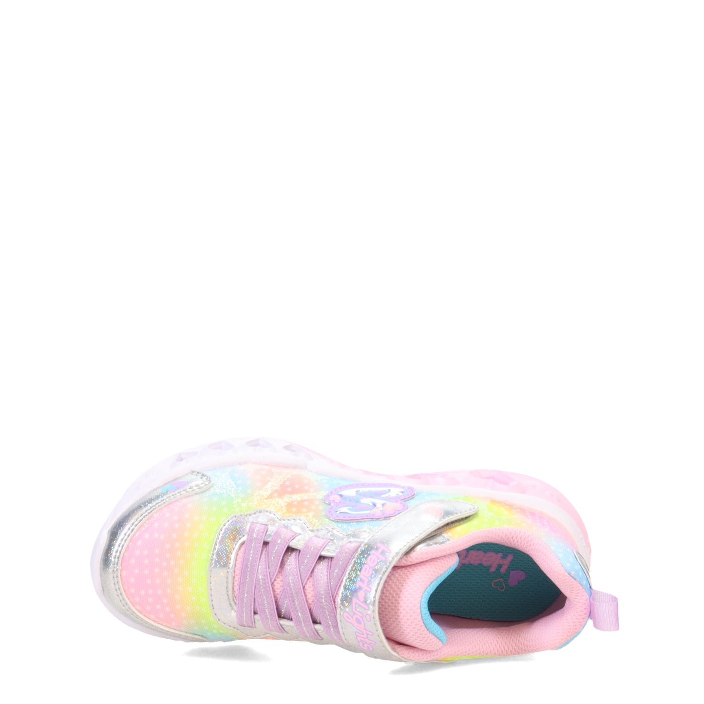 Peltz Shoes Girl's Skechers Flutter Heart Lights - Simply Love Sneaker - Little Kid SILVER 302315L-SMLT