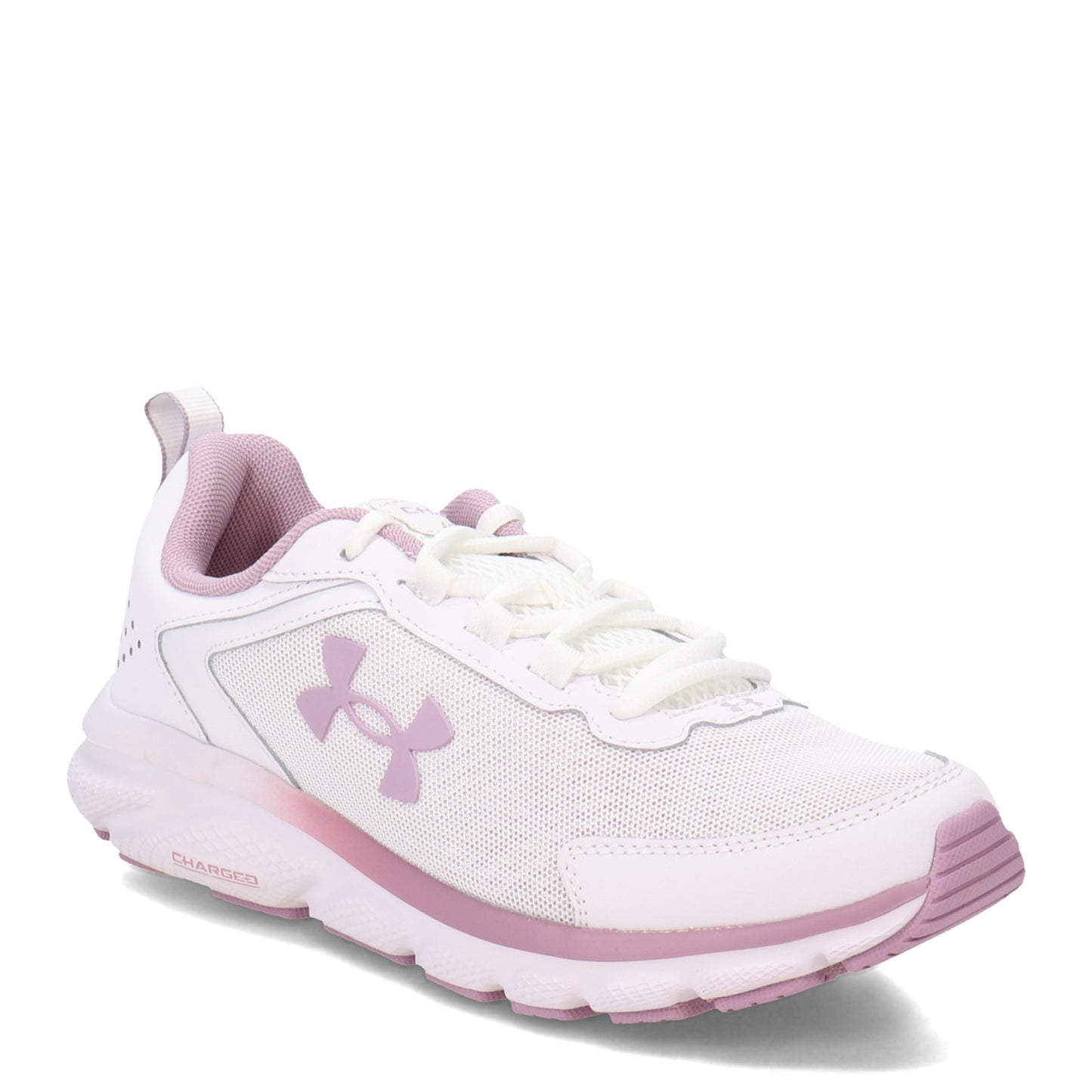 Peltz Shoes Women's Under Armour Charged Assert 9 Running Shoe WHITE PINK 3024591-113