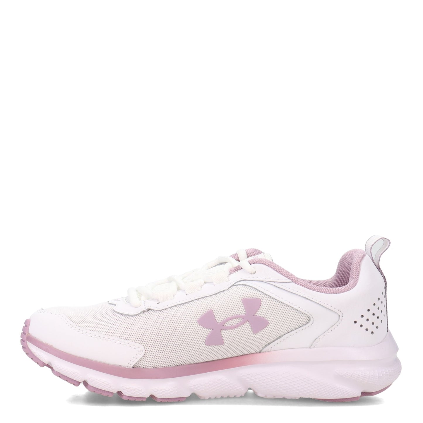 Peltz Shoes Women's Under Armour Charged Assert 9 Running Shoe WHITE PINK 3024591-113