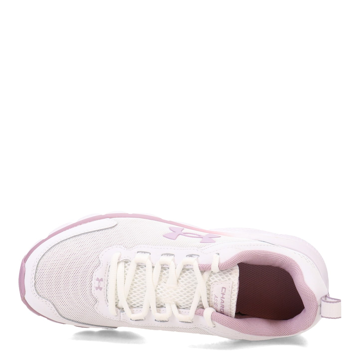 Peltz Shoes Women's Under Armour Charged Assert 9 Running Shoe WHITE PINK 3024591-113