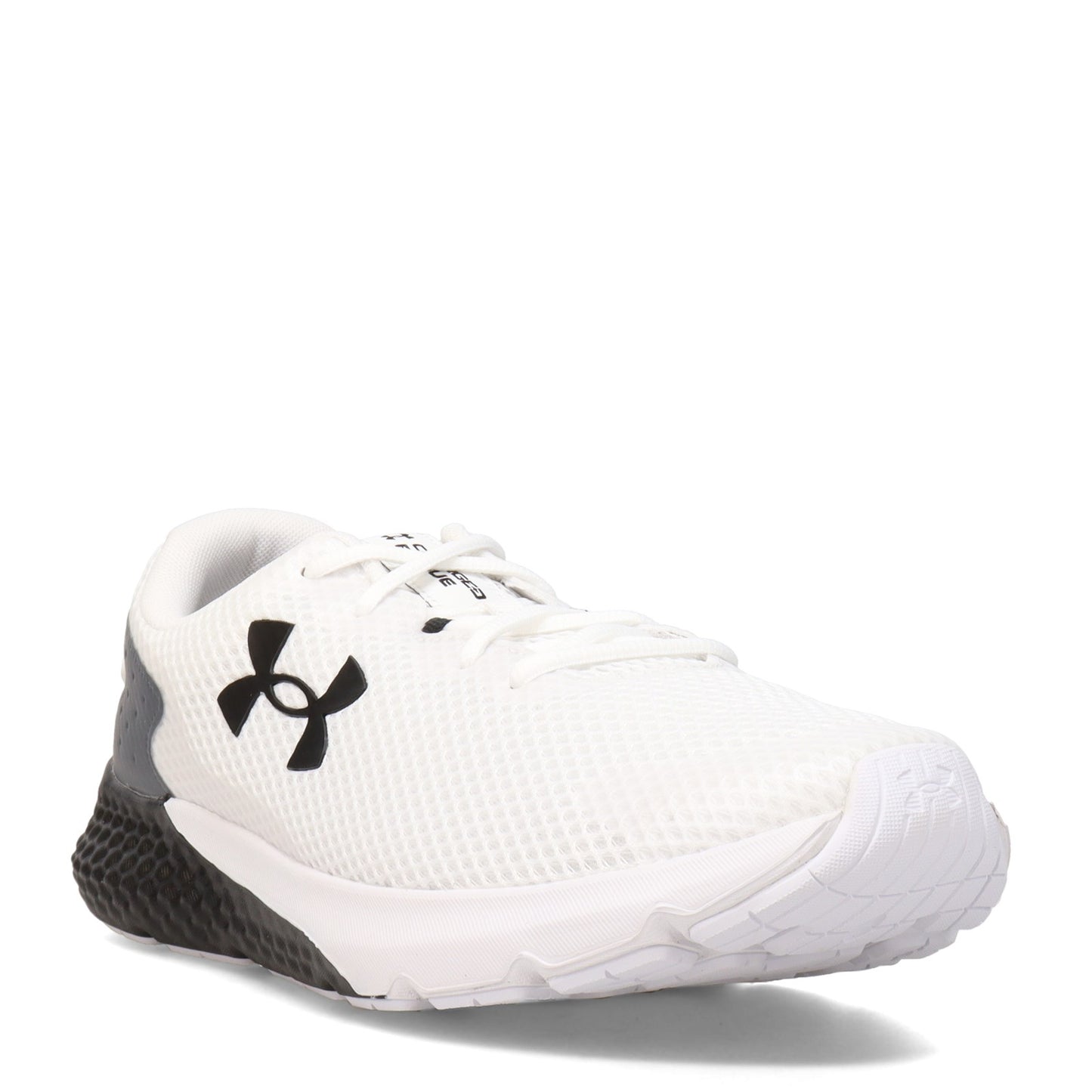 Peltz Shoes Men's Under Armour Charged Rogue 3 Running Shoe WHITE BLACK 3024877-104