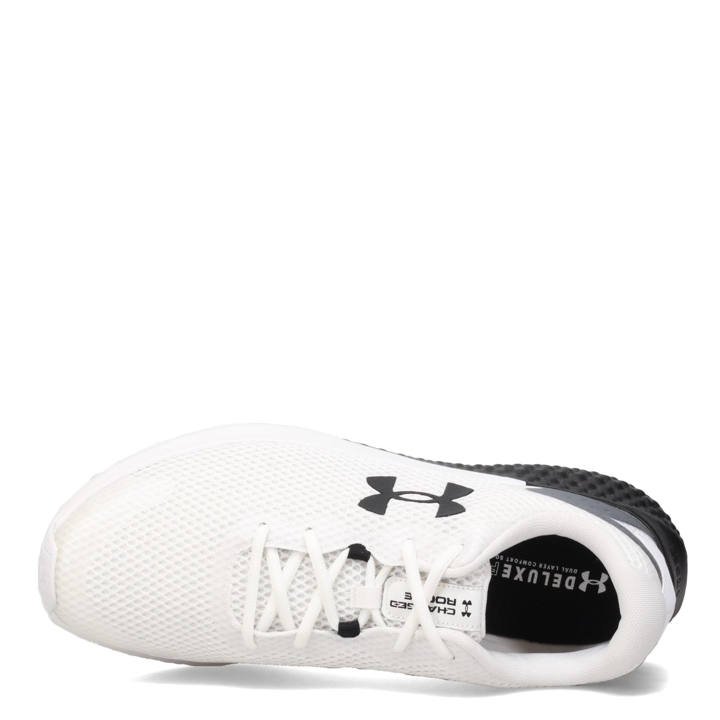 Peltz Shoes Men's Under Armour Charged Rogue 3 Running Shoe WHITE BLACK 3024877-104