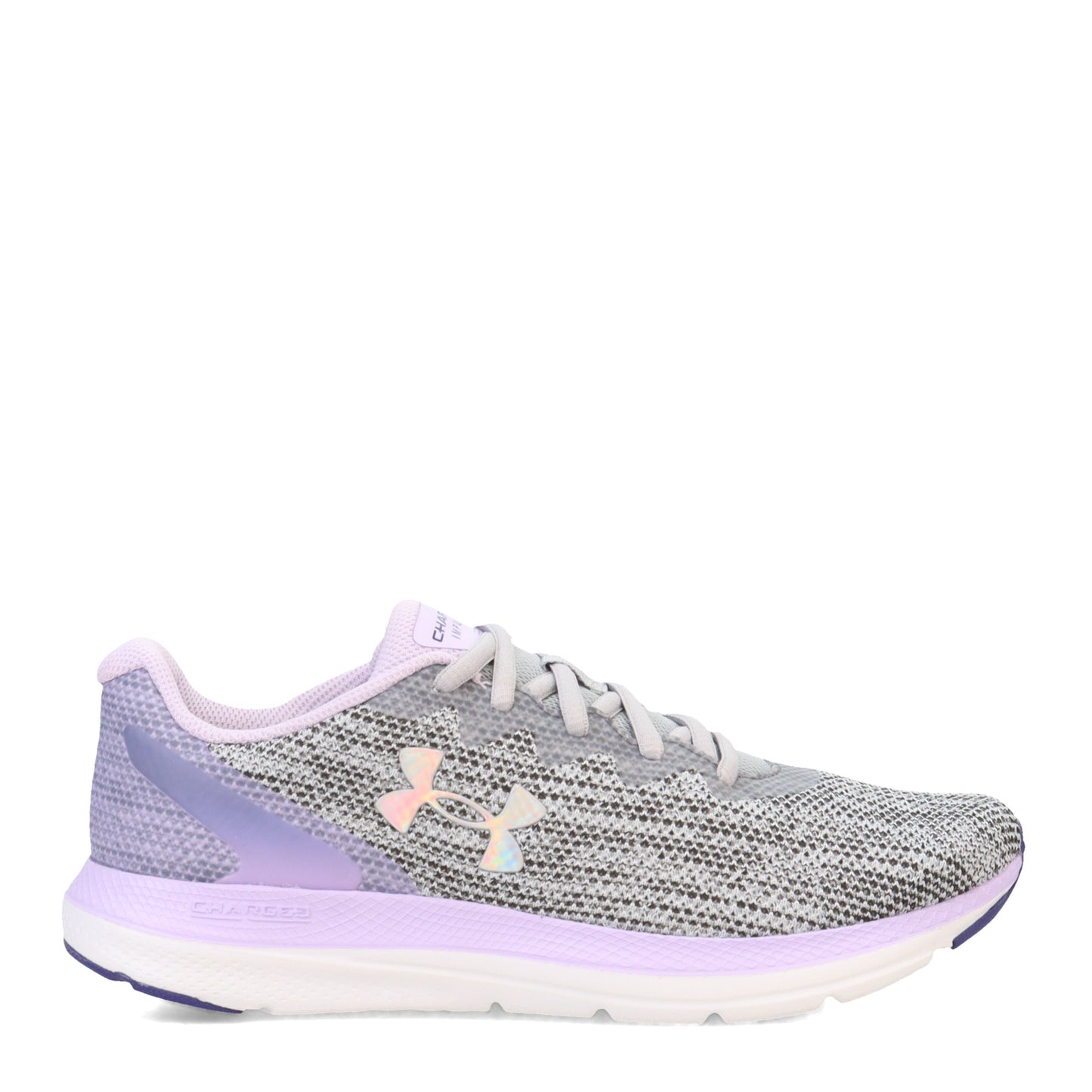Peltz Shoes Women's Under Armour Impulse 2 Knit Running Shoe MOD GRAY/NEBULA PURPLE/SONAR BLUE 3025793-100
