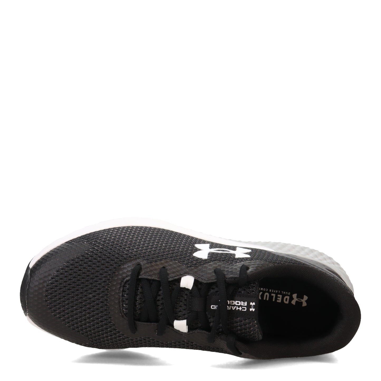 Peltz Shoes Men's Under Armour Charged Rogue 3 Running Shoe - Wide Width BLACK GREY 3026020-002