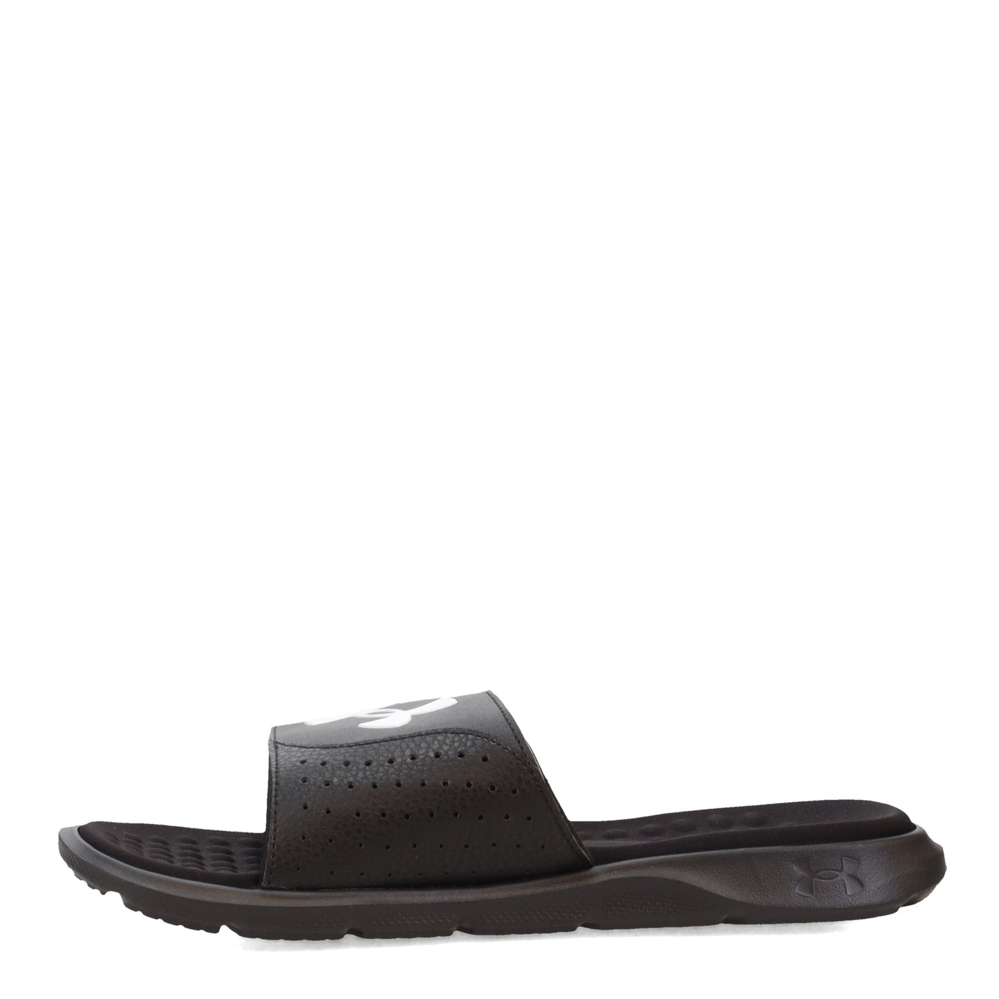 Peltz Shoes Men's Under Armour Ignite 7 Slide Sandal Black/White 3026023-001