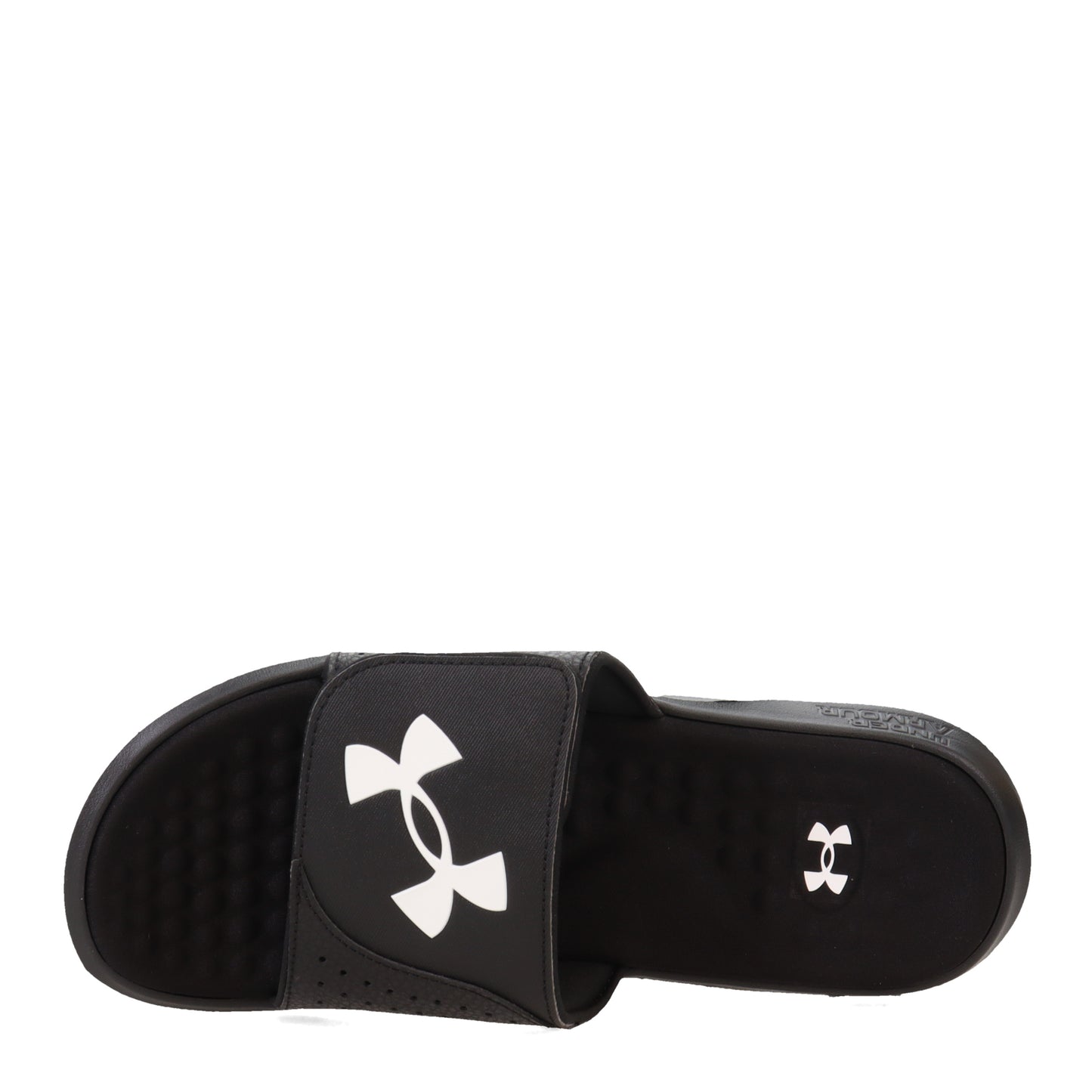 Peltz Shoes Men's Under Armour Ignite 7 Slide Sandal Black/White 3026023-001