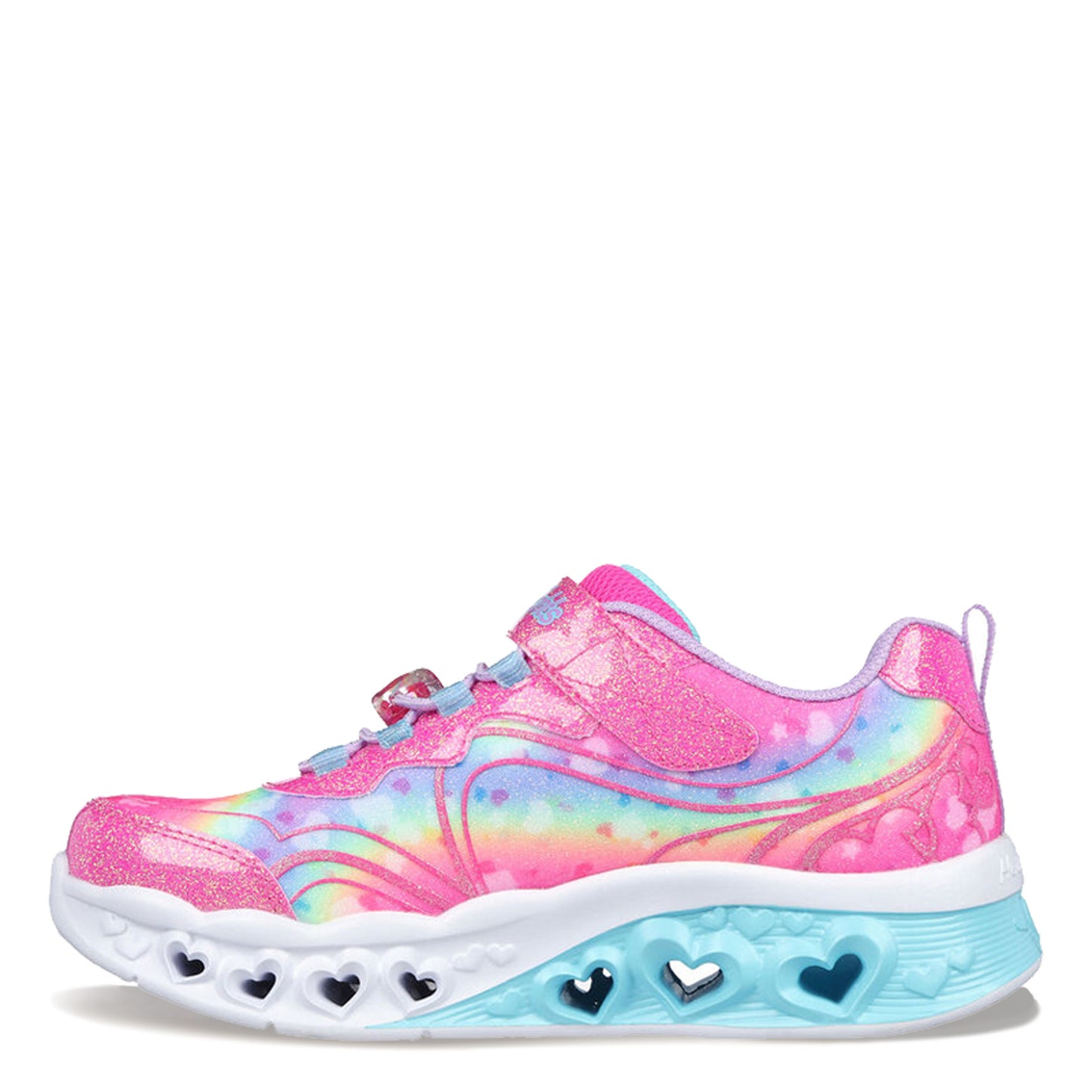 Peltz Shoes Girl's Skechers Flutter Heart Lights - Groovy Swirl Sneaker - Little Kid PINK MULTI 303253L-HPLV