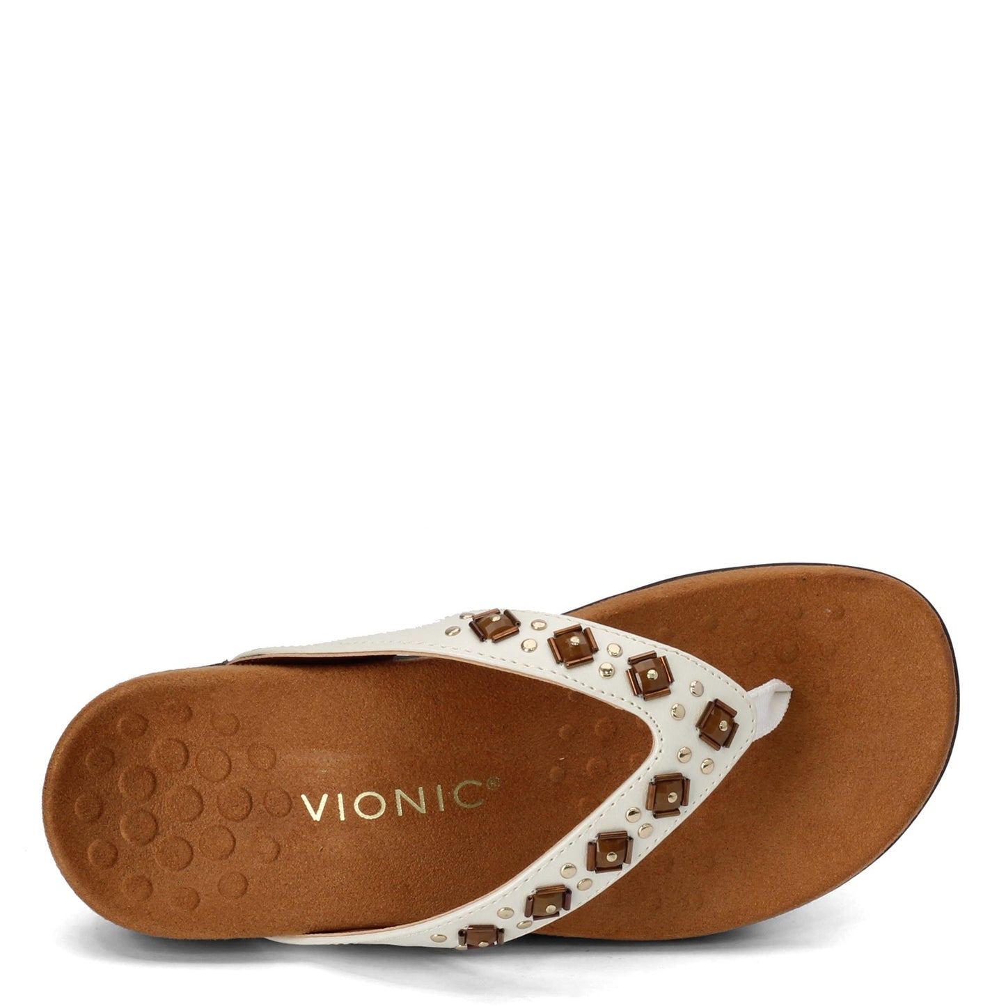 Peltz Shoes Women's Vionic Floriana Thong Sandals WHITE 340FLORIANA-WHT