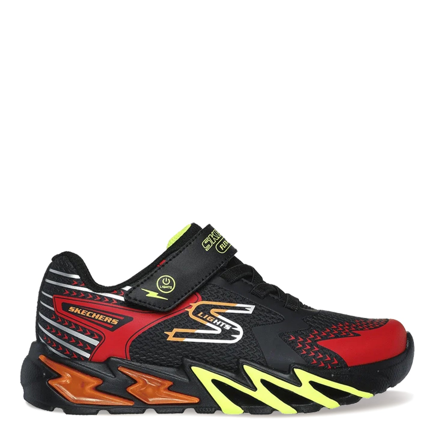 Peltz Shoes Boy's Skechers S Lights: Flex-Glow Bolt Sneaker - Little Kid Black/Red 400138L-BKRD