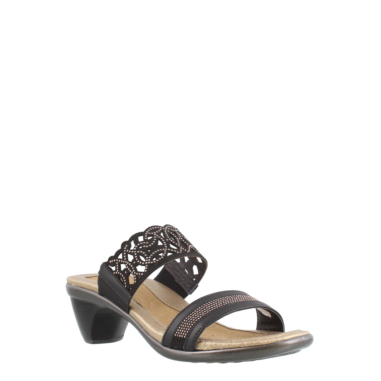 Peltz Shoes Women's Naot Contempo Mid Heel Sandals BLACK 40039-NLQ
