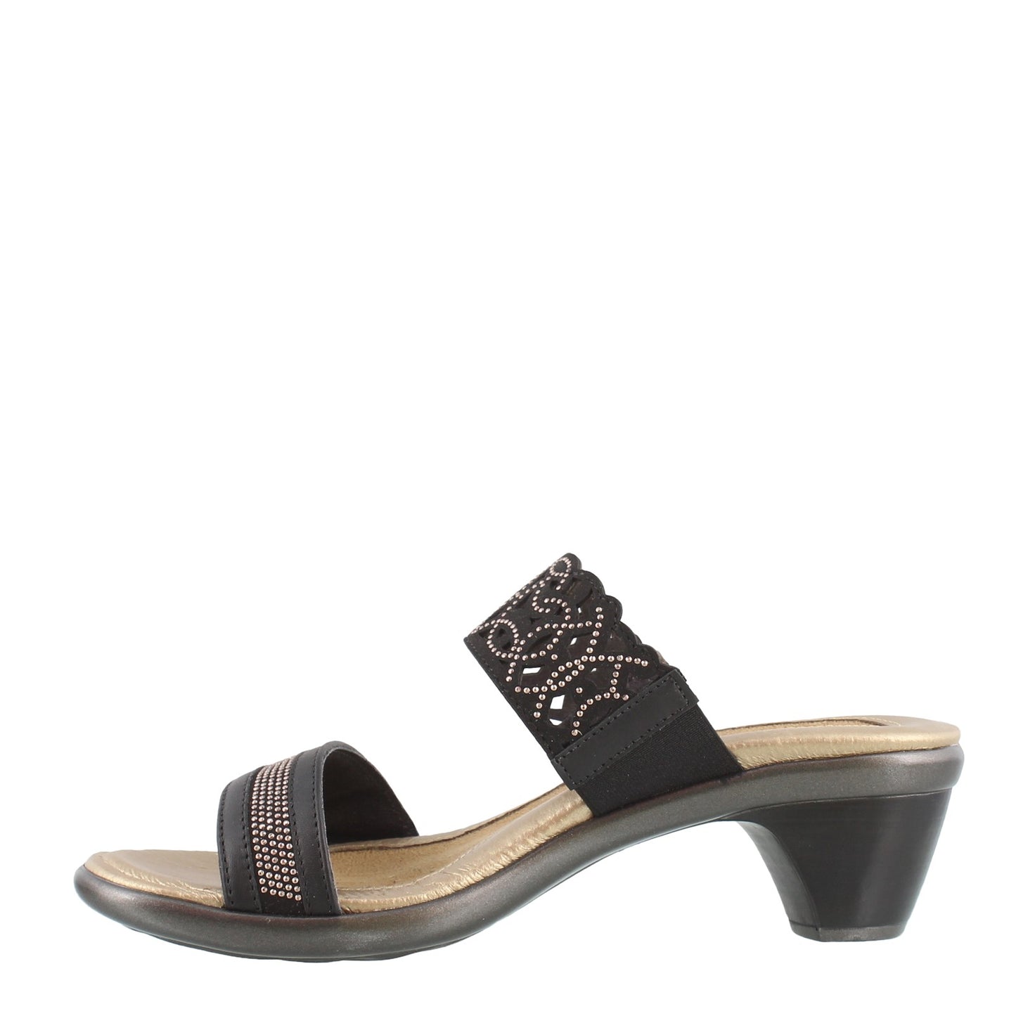 Peltz Shoes Women's Naot Contempo Mid Heel Sandals BLACK 40039-NLQ
