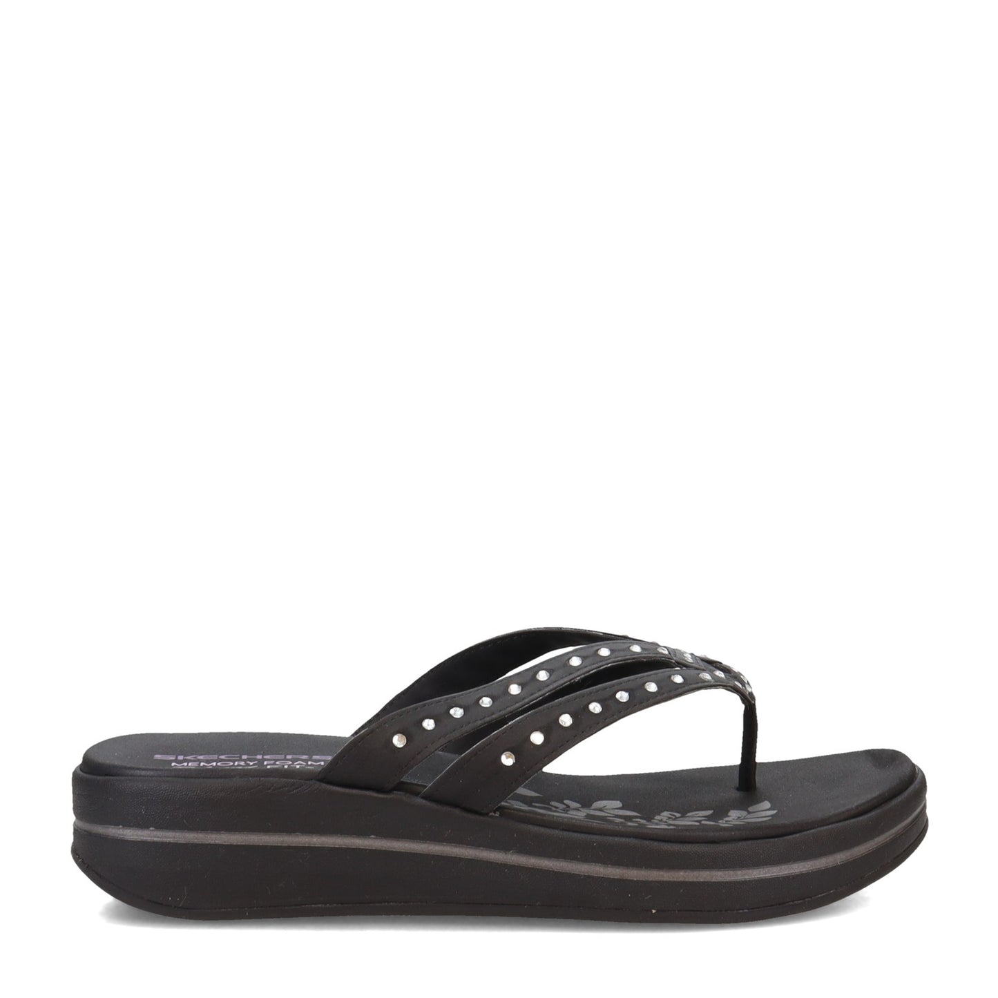 Peltz Shoes Women's Skechers Upgrades Be Jeweled Thong Sandals BLACK 40899-BLK