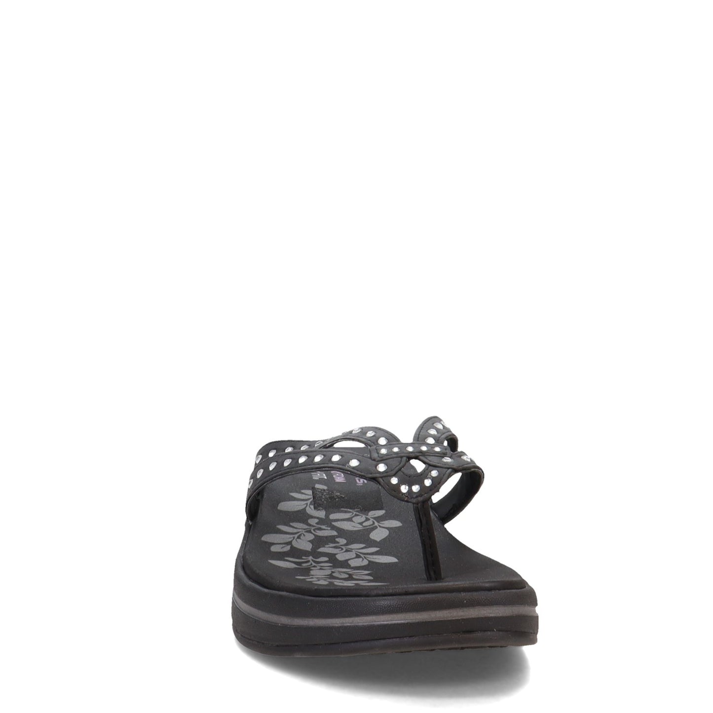 Peltz Shoes Women's Skechers Upgrades Be Jeweled Thong Sandals BLACK 40899-BLK