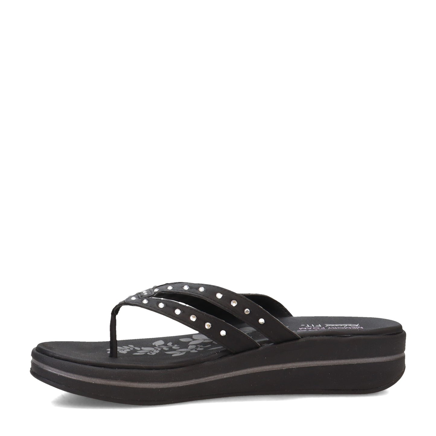 Peltz Shoes Women's Skechers Upgrades Be Jeweled Thong Sandals BLACK 40899-BLK