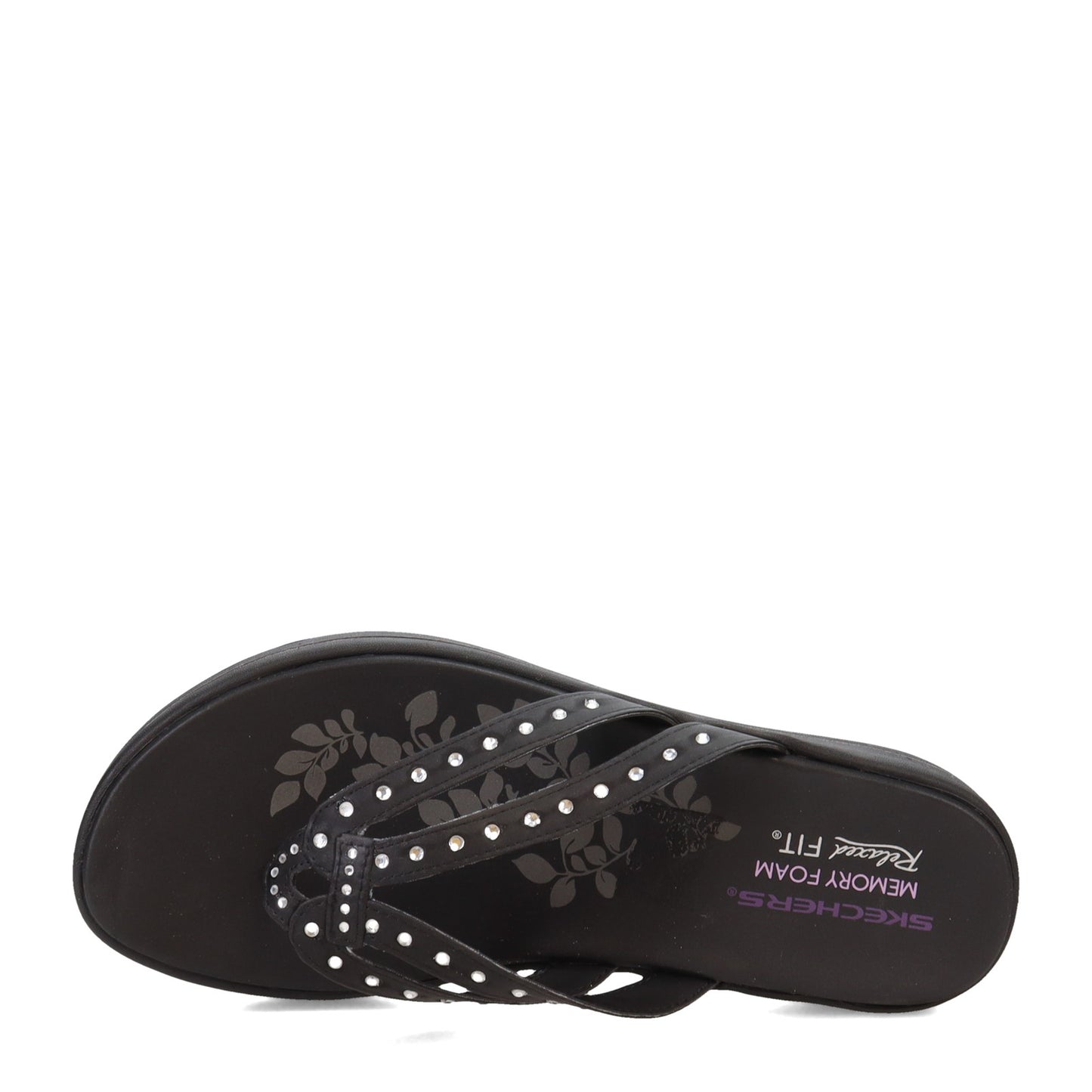Peltz Shoes Women's Skechers Upgrades Be Jeweled Thong Sandals BLACK 40899-BLK
