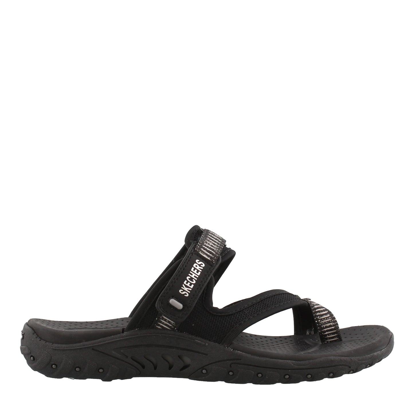 Peltz Shoes Women's Skechers Reggae Seize The Day Thong Sandal BLACK 41112-BLK