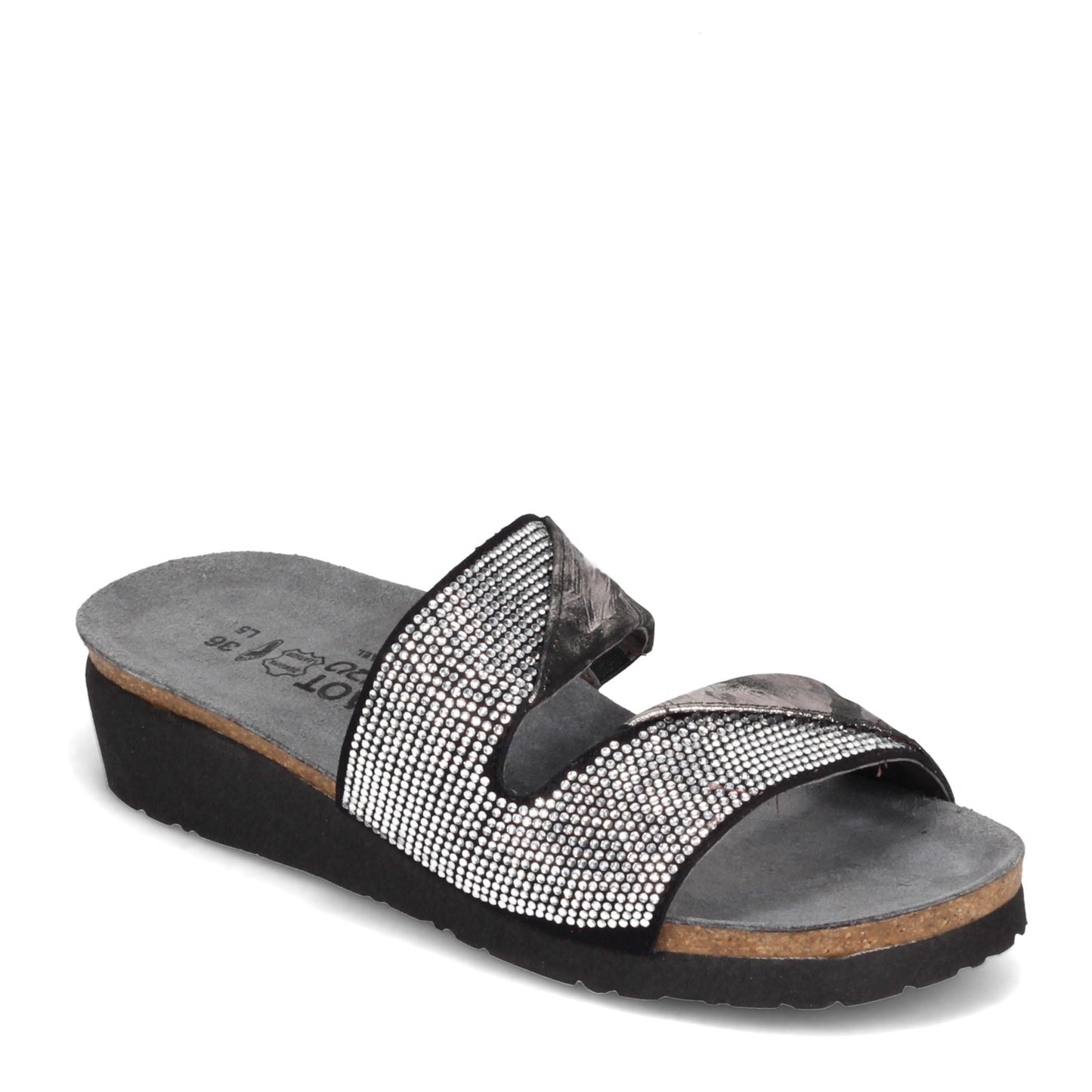 Peltz Shoes Women's Naot Mila Sandal BLACK SILVER 4461-NTH