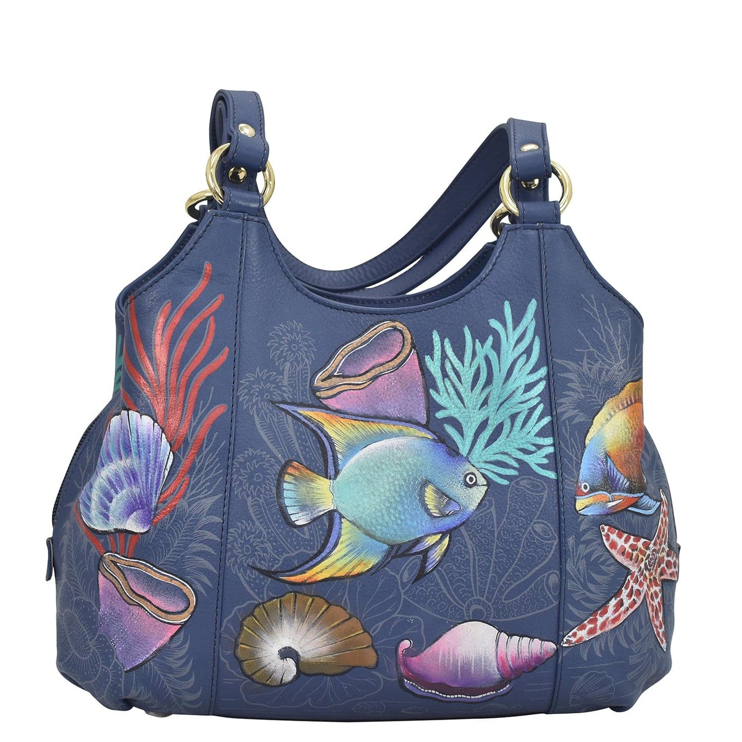 Peltz Shoes Women's Anuschka Medium Satchel Purse Mystical Reef 469-MSR