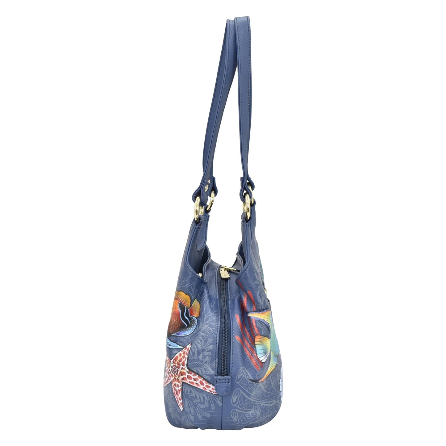 Peltz Shoes Women's Anuschka Medium Satchel Purse Mystical Reef 469-MSR