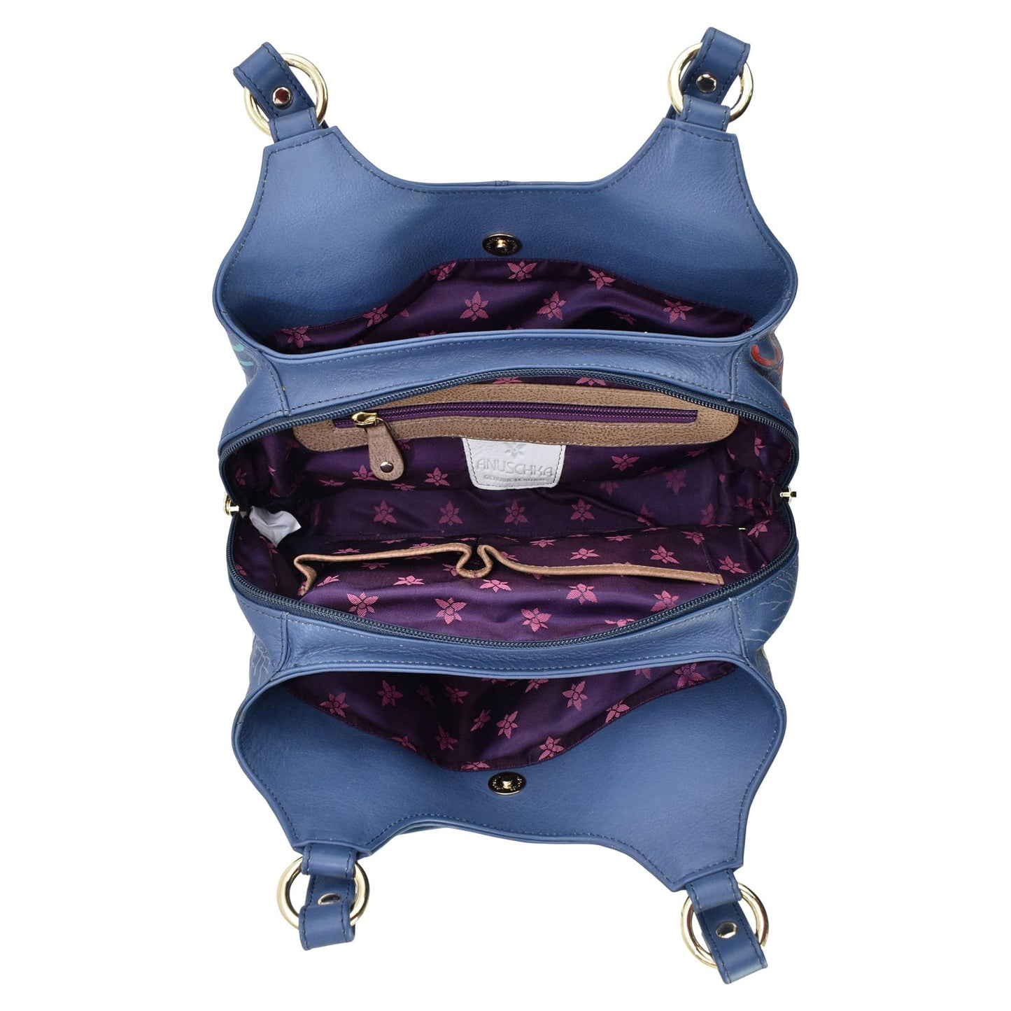 Peltz Shoes Women's Anuschka Medium Satchel Purse Mystical Reef 469-MSR