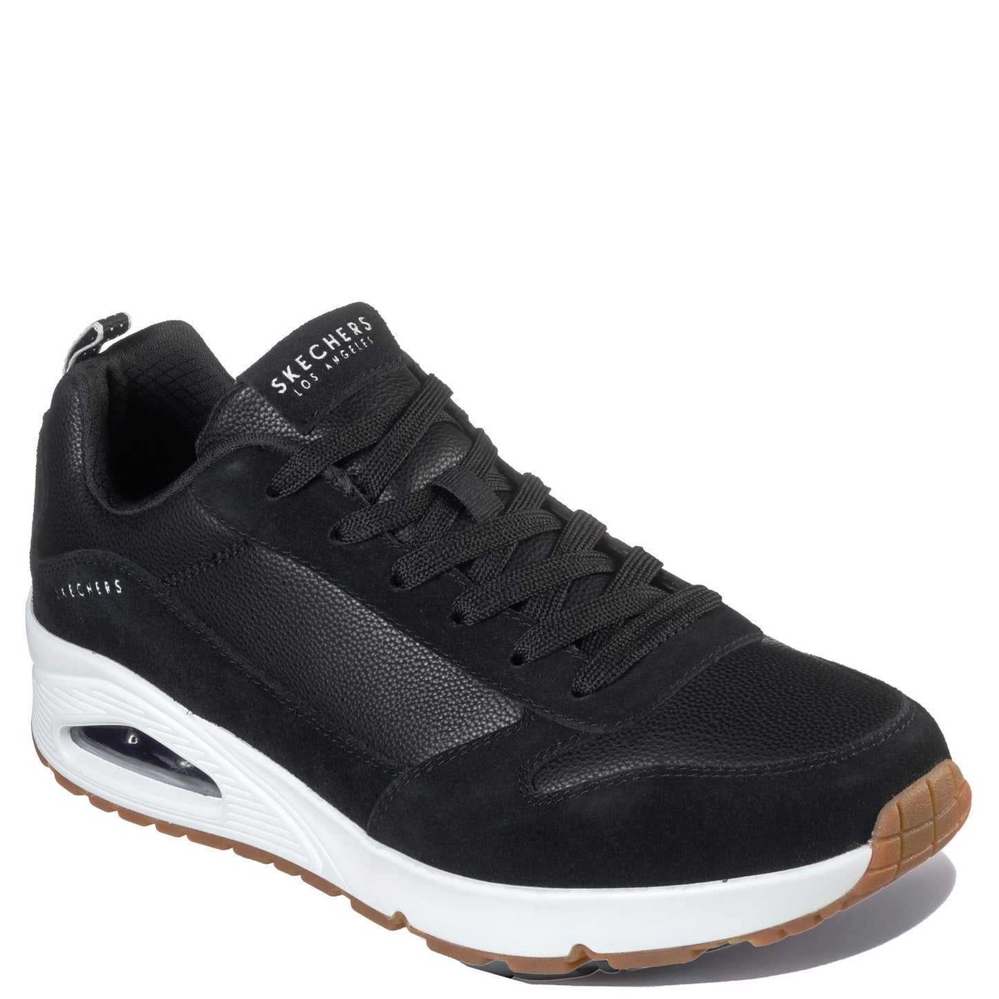 Peltz Shoes Men's Skechers Street Uno - Stacre Sneaker Black/White 52468-BKW