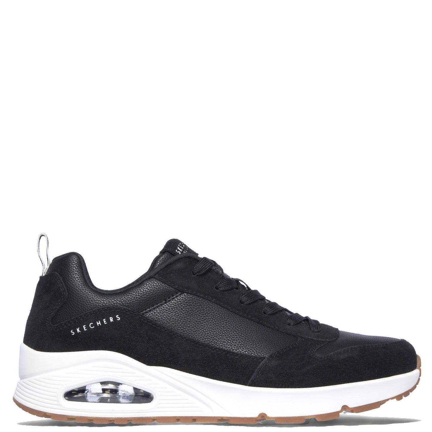 Peltz Shoes Men's Skechers Street Uno - Stacre Sneaker Black/White 52468-BKW