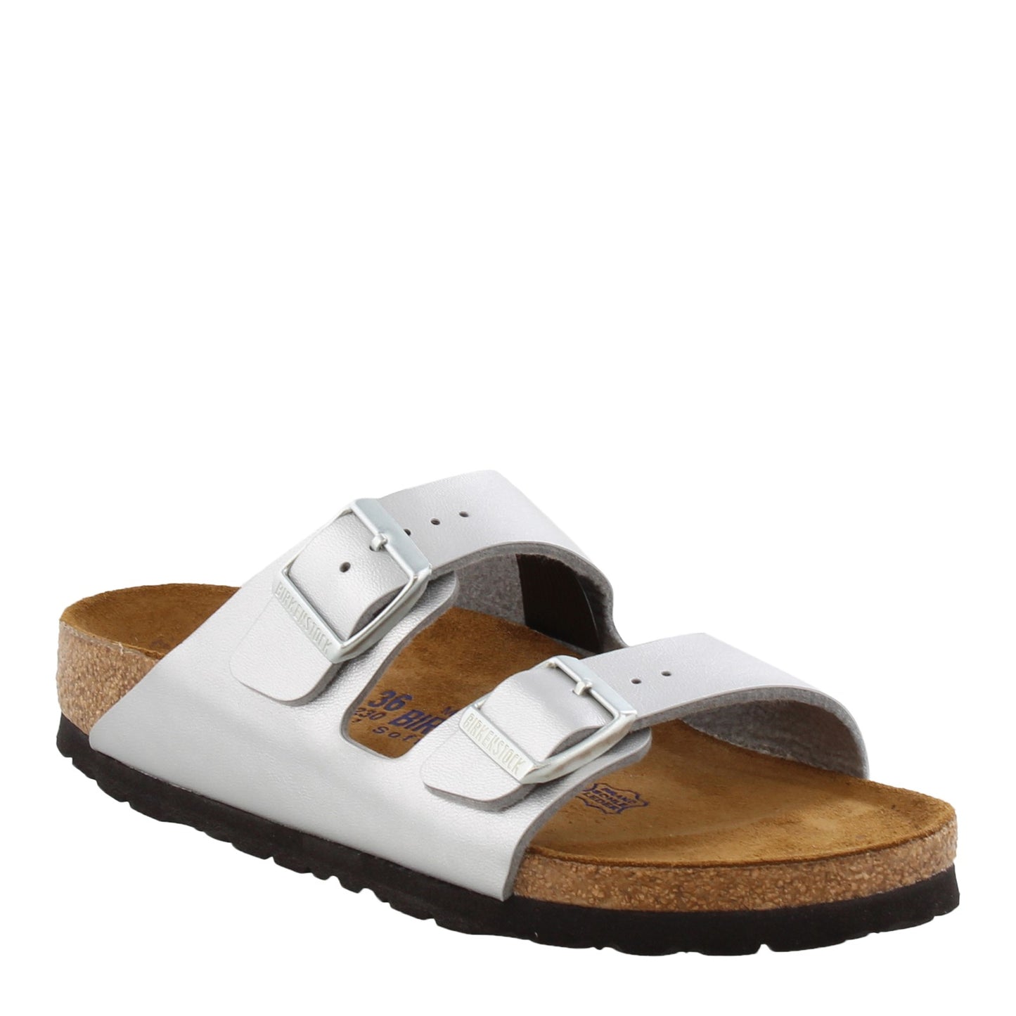 Peltz Shoes Women's Birkenstock Arizona Soft Footbed Sandal - Narrow Width SILVER 550153