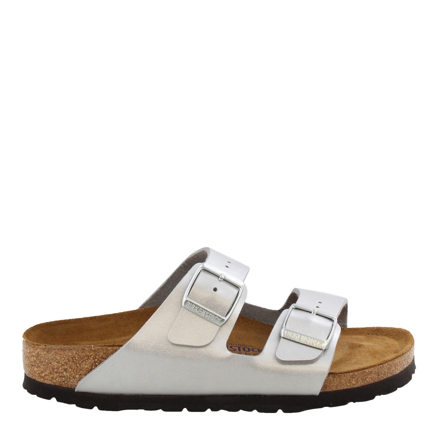 Peltz Shoes Women's Birkenstock Arizona Soft Footbed Sandal - Narrow Width SILVER 550153