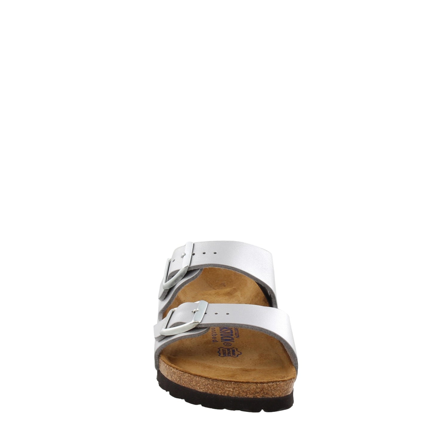 Peltz Shoes Women's Birkenstock Arizona Soft Footbed Sandal - Narrow Width SILVER 550153