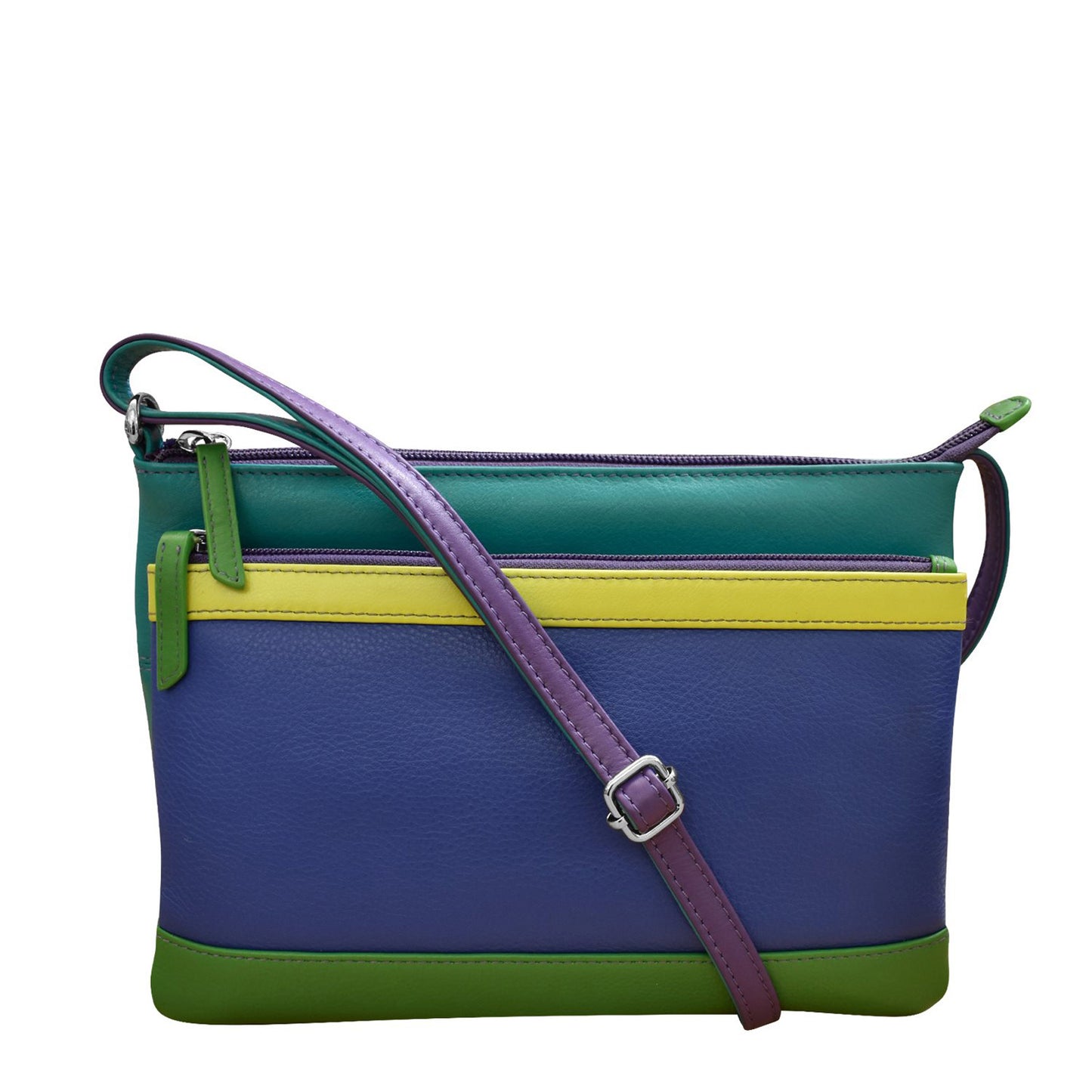 Peltz Shoes Women's ILI Double Zip Crossbody Cool Tropics 6028-COOL TROPICS