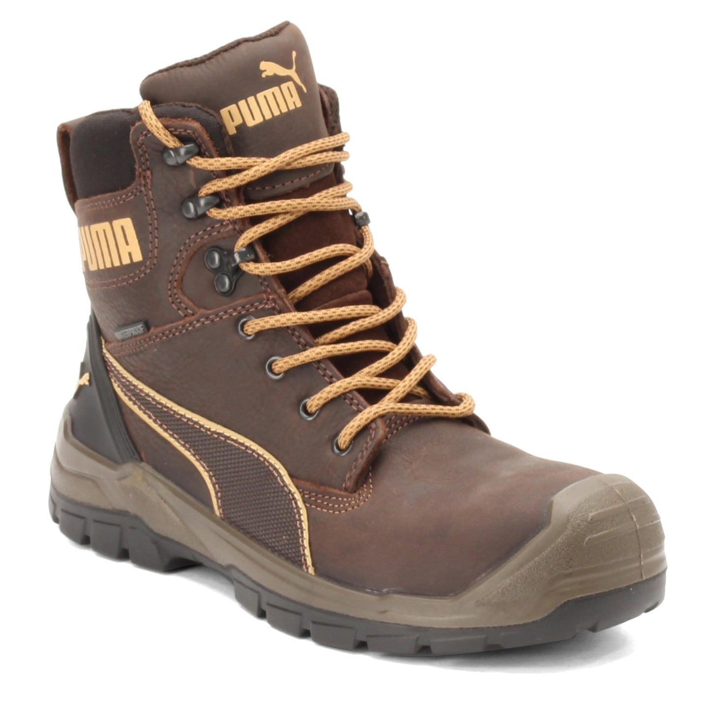 Peltz Shoes Men's Puma Safety Conquest 7 Inch CTX Waterproof Boot BROWN 630655