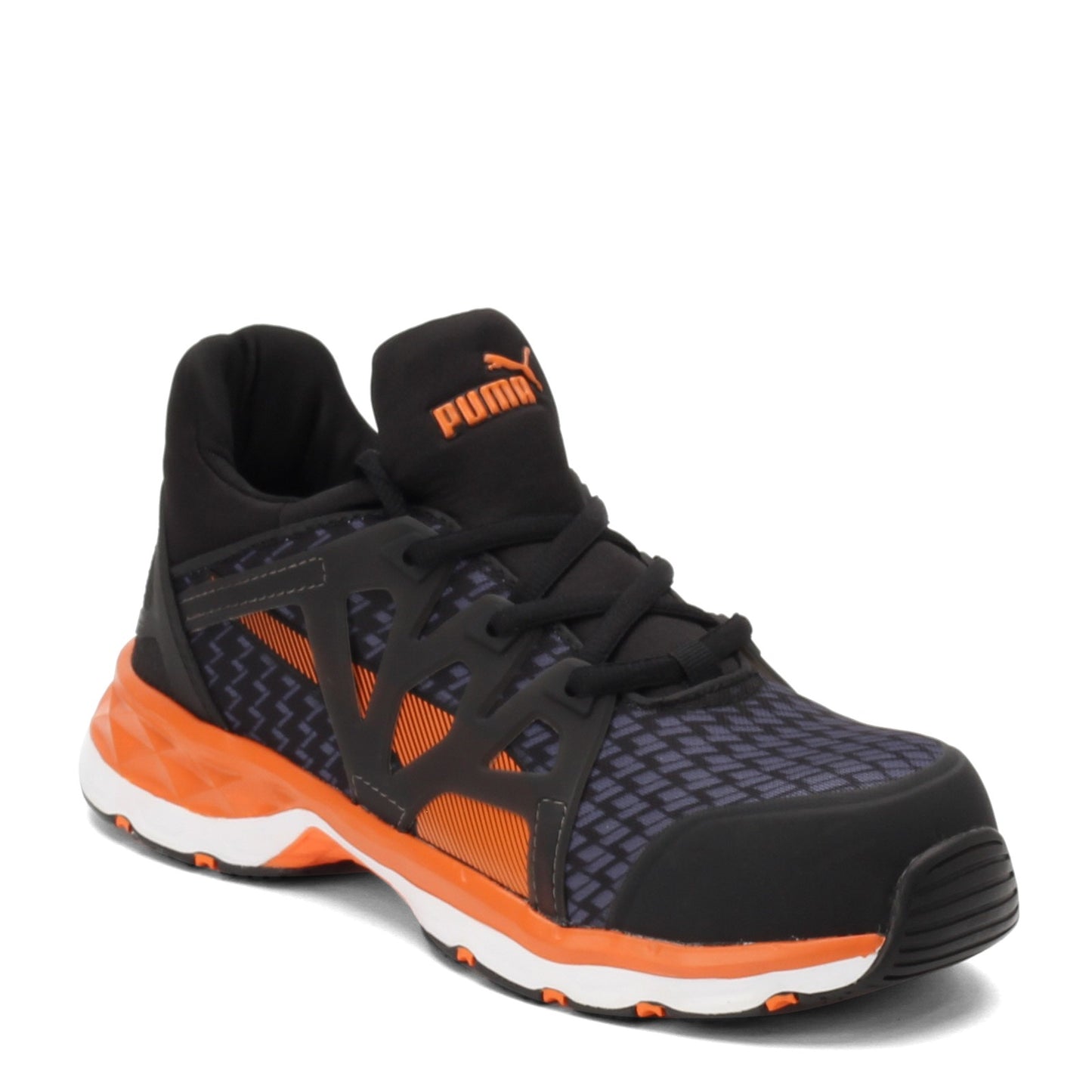 Peltz Shoes Men's Puma Rush 2.0 Mid SD Composite Toe Work Shoe BLACK ORANGE 633875