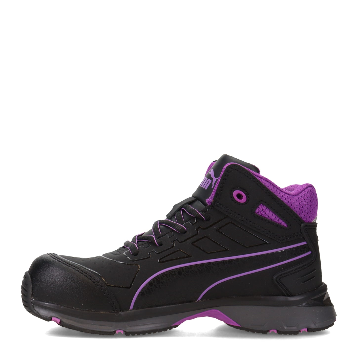 Peltz Shoes Women's Puma Safety Stepper 2.0 Mid Work Shoe BLACK PURPLE 633895