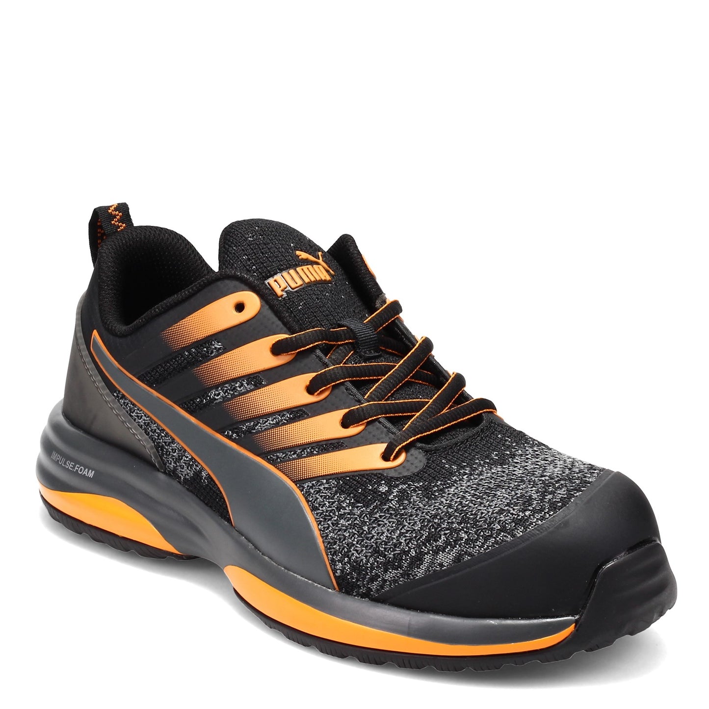 Peltz Shoes Men's Puma Charge Low Work Shoe BLACK ORANGE 644555