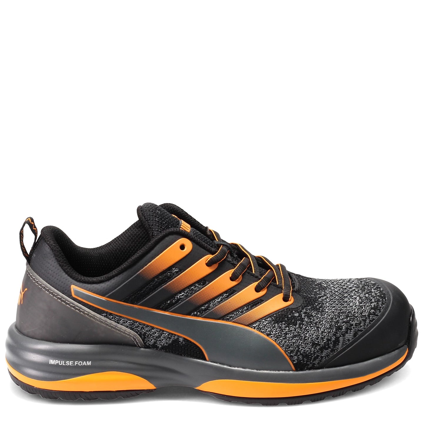 Peltz Shoes Men's Puma Charge Low Work Shoe BLACK ORANGE 644555