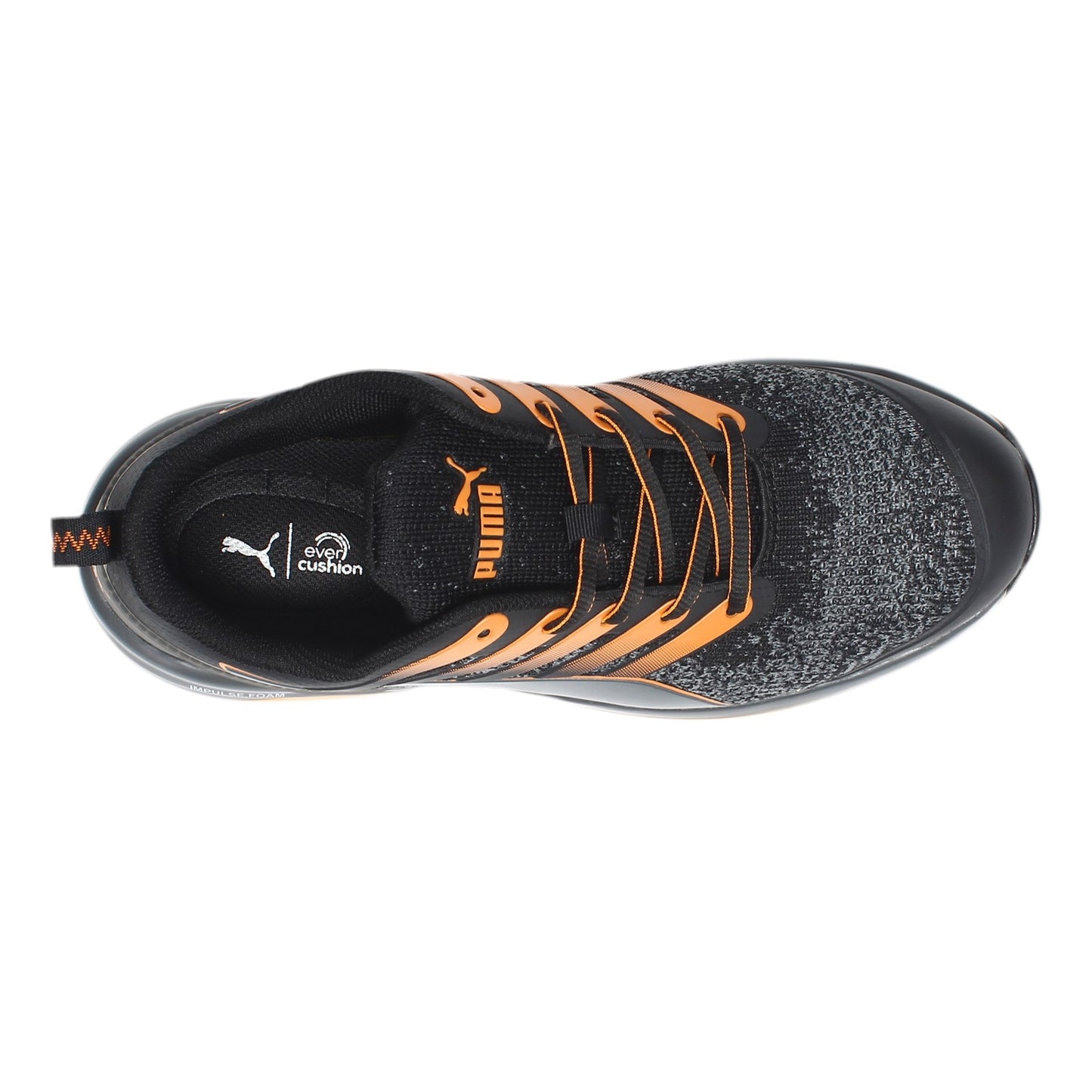 Peltz Shoes Men's Puma Charge Low Work Shoe BLACK ORANGE 644555
