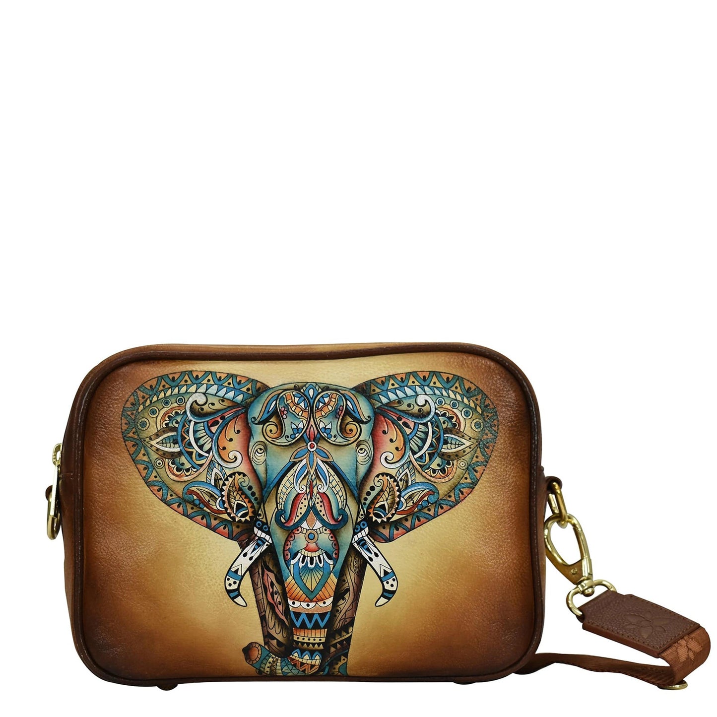 Peltz Shoes Women's Anuschka Twin Top Messenger Elephant Mandala 704-ELM