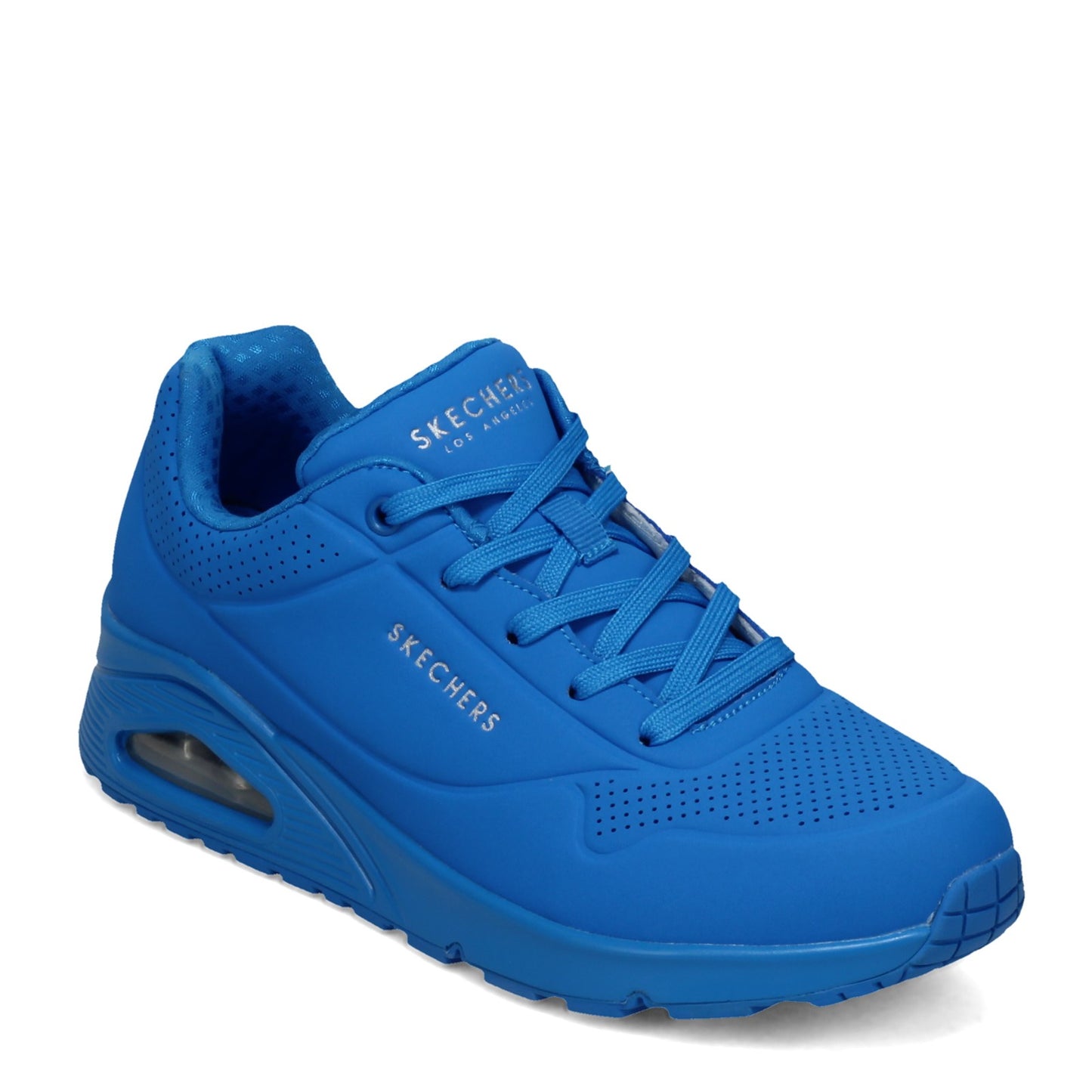 Peltz Shoes Women's Skechers Street Uno - Neon Nights Sneaker - Wide Width Blue 73667W-BLU