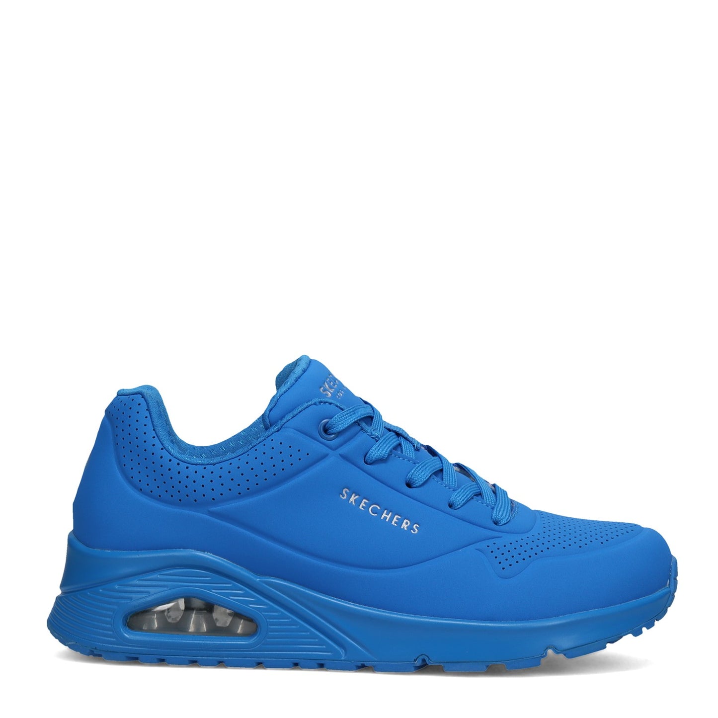 Peltz Shoes Women's Skechers Street Uno - Neon Nights Sneaker - Wide Width Blue 73667W-BLU