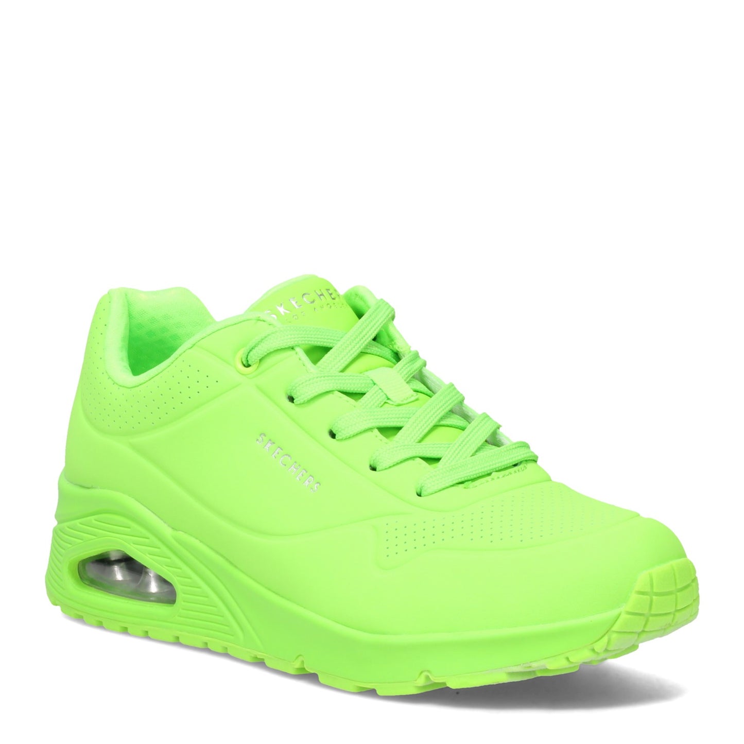 Peltz Shoes Women's Skechers Street Uno - Neon Nights Sneaker - Wide Width Lemon/Green 73667W-LMGN