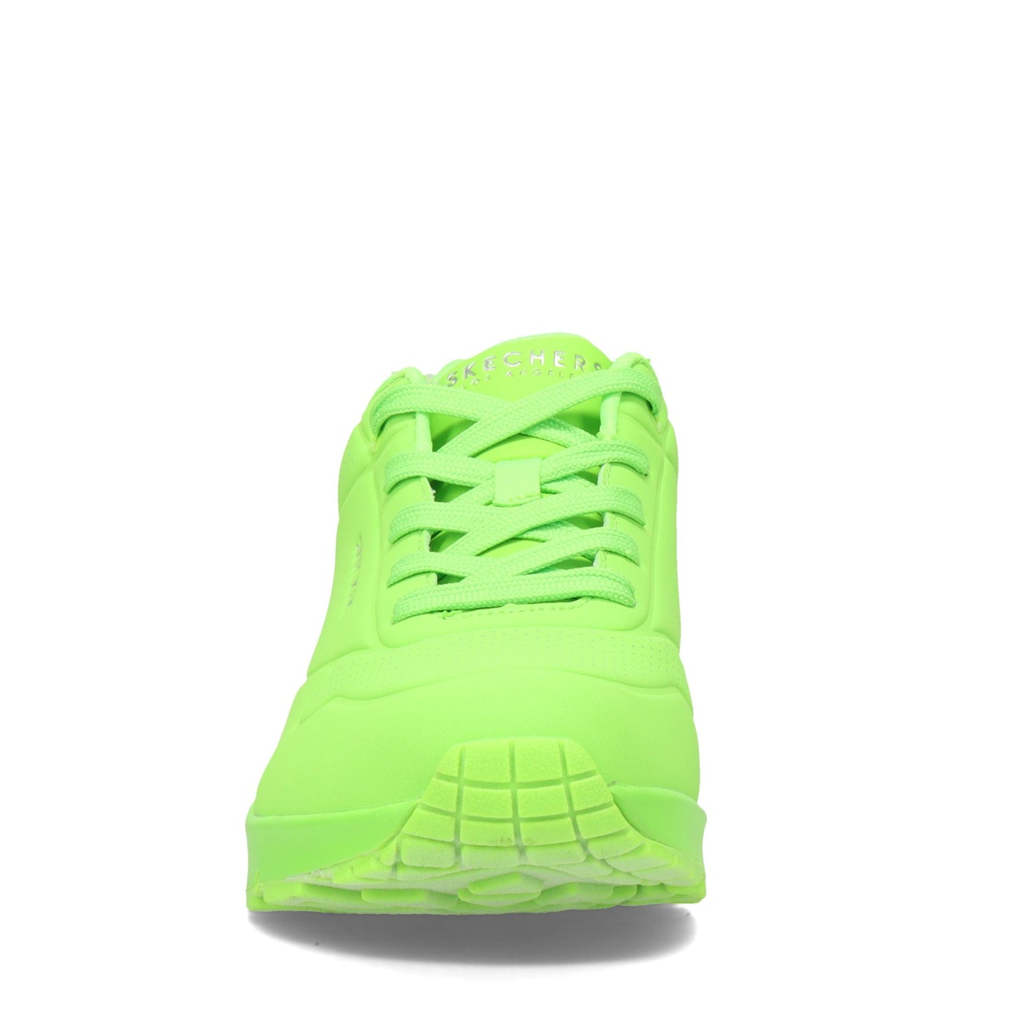 Peltz Shoes Women's Skechers Street Uno - Neon Nights Sneaker - Wide Width Lemon/Green 73667W-LMGN
